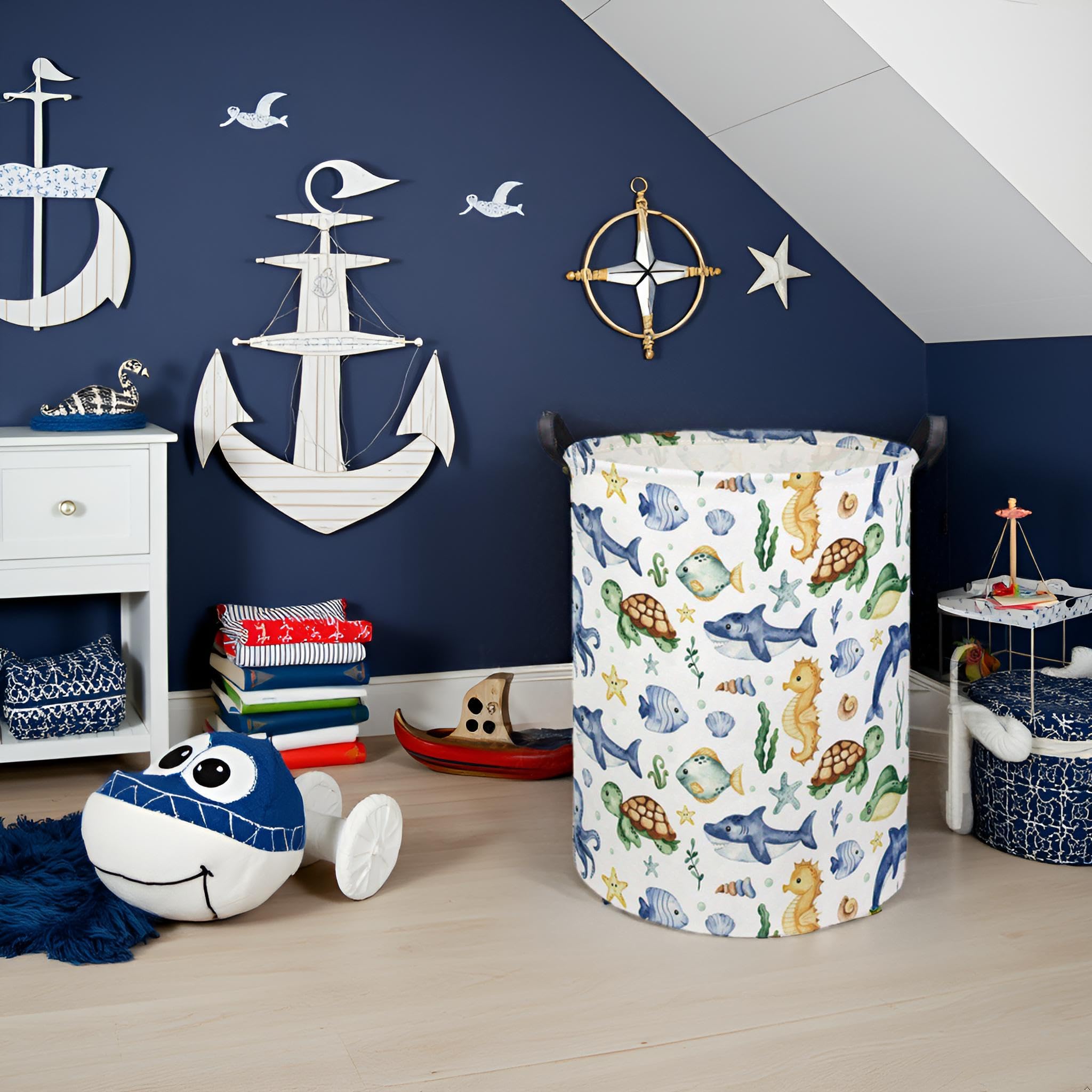 Tibaolover Ocean Kids Laundry Basket Baby Hamper Sea World Toy Storage Bin For Boys Room Decor Baby Nursery Hamper Gift Baskets