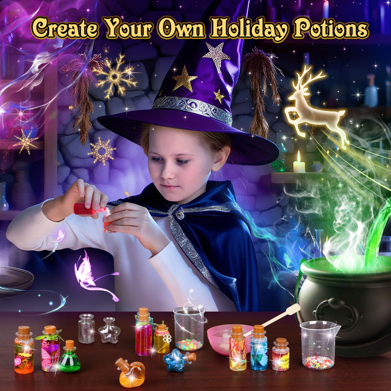 Advent Calendar 2025 for Girls - 24 Days Magic DIY Potion Kit Christmas Countdown Calendar, Halloween Gifts Arts and Crafts Stoc
