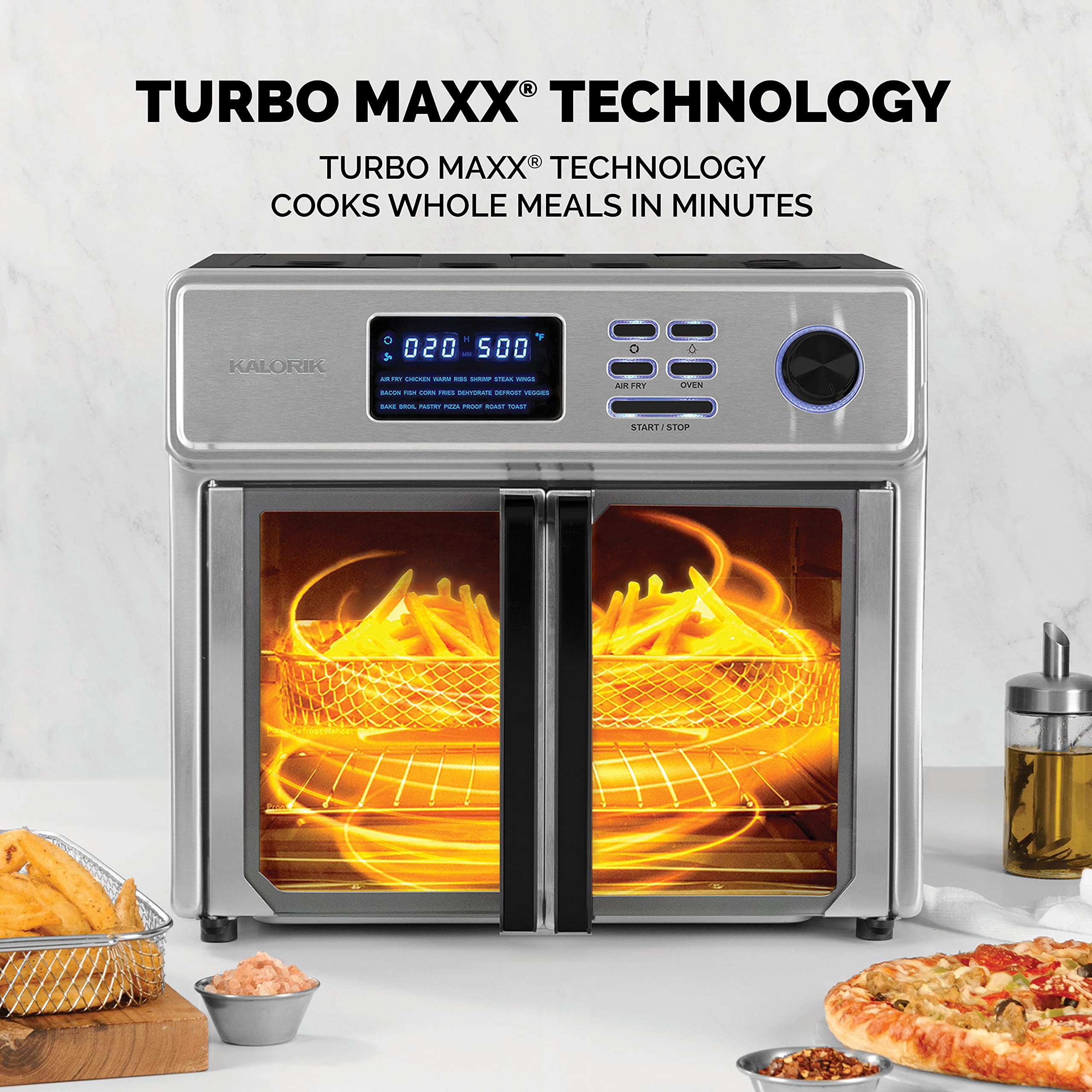 Kalorik Maxx Complete Digital 26-Quart 10-In-1 Countertop Air Fryer Oven, 15 Deluxe Accessories & 60-Recipe Hardcover Cookbook,