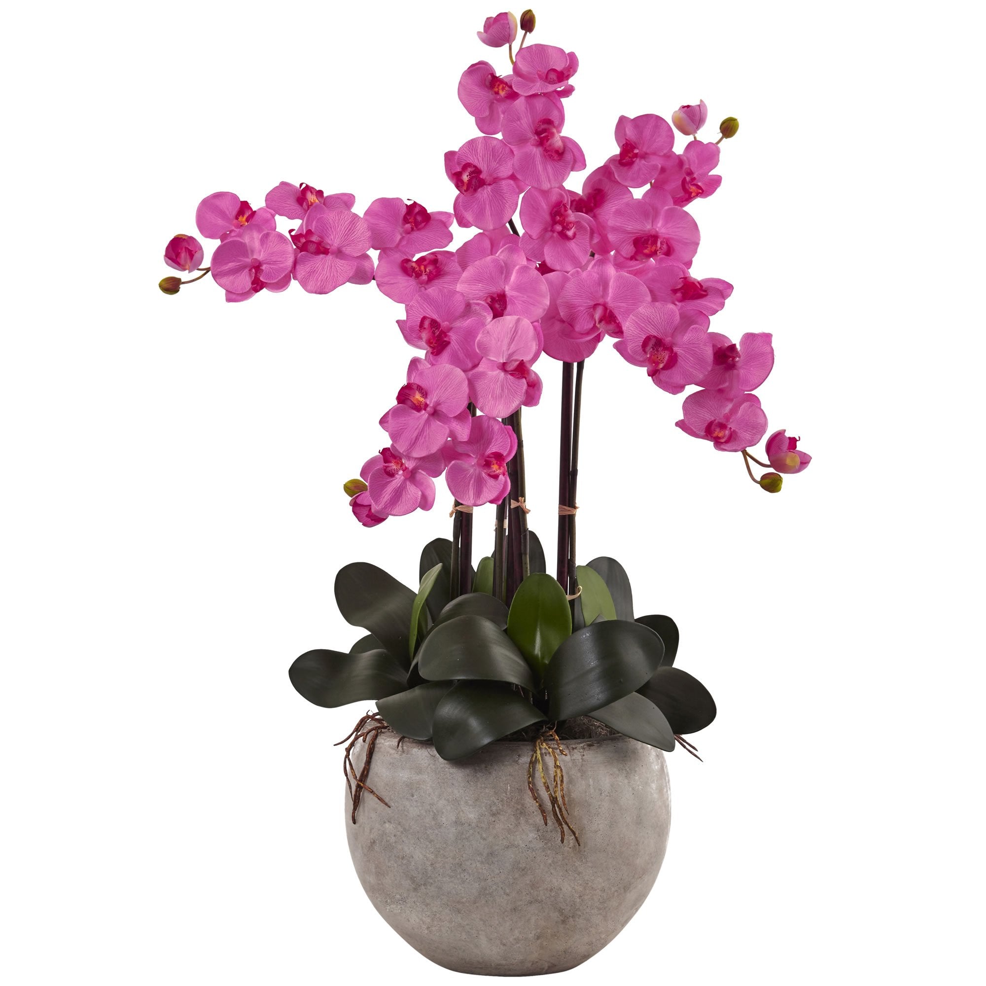 Nearly Natural 1402-DP Phalaenopsis Orchid Silk Arrangement with Sand Colored Bowl, C, Pink