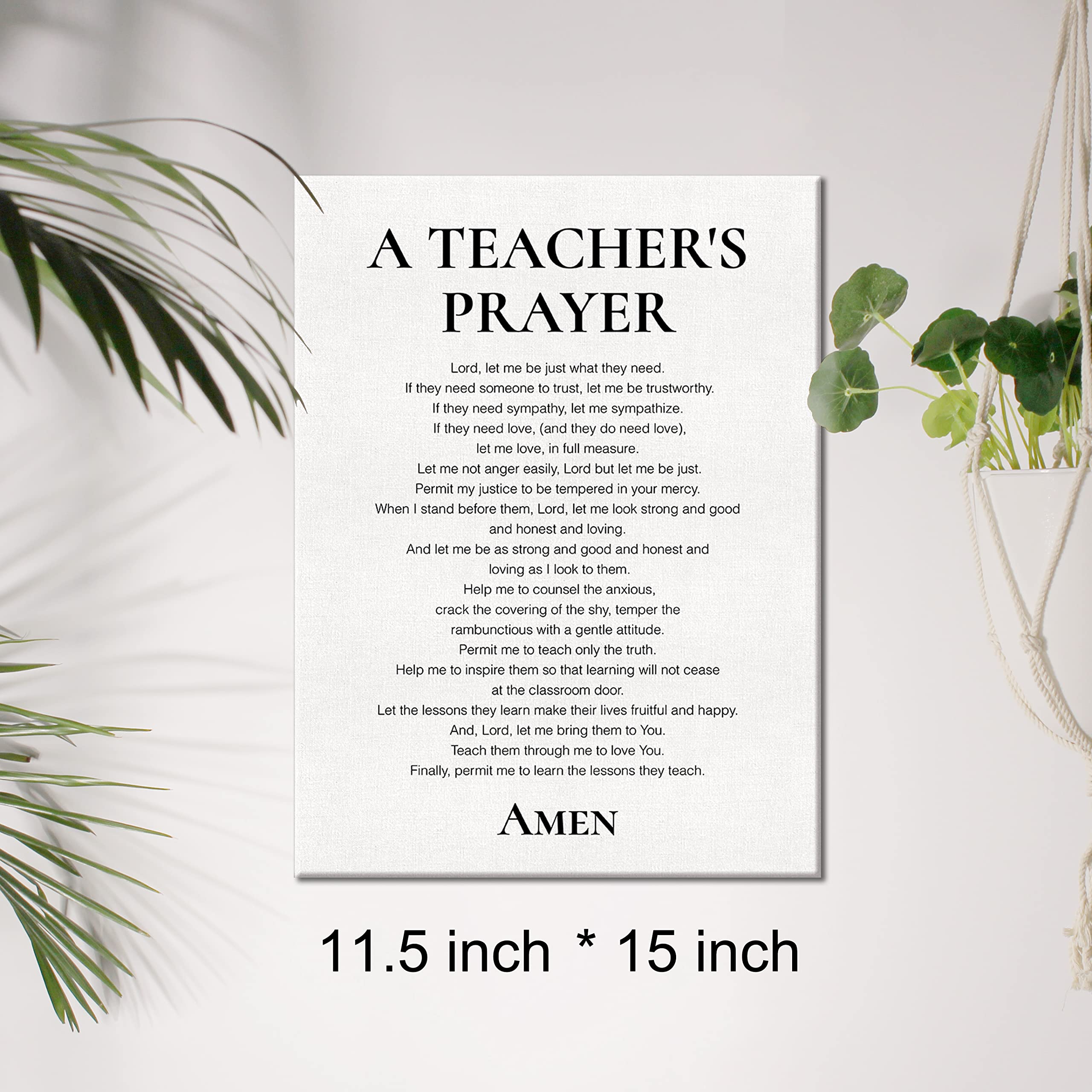 Teacher Canvas Wall Art Motivational a Teachers Prayer Canvas Print Positive Canvas Painting Classroom Wall Decor Framed Christ