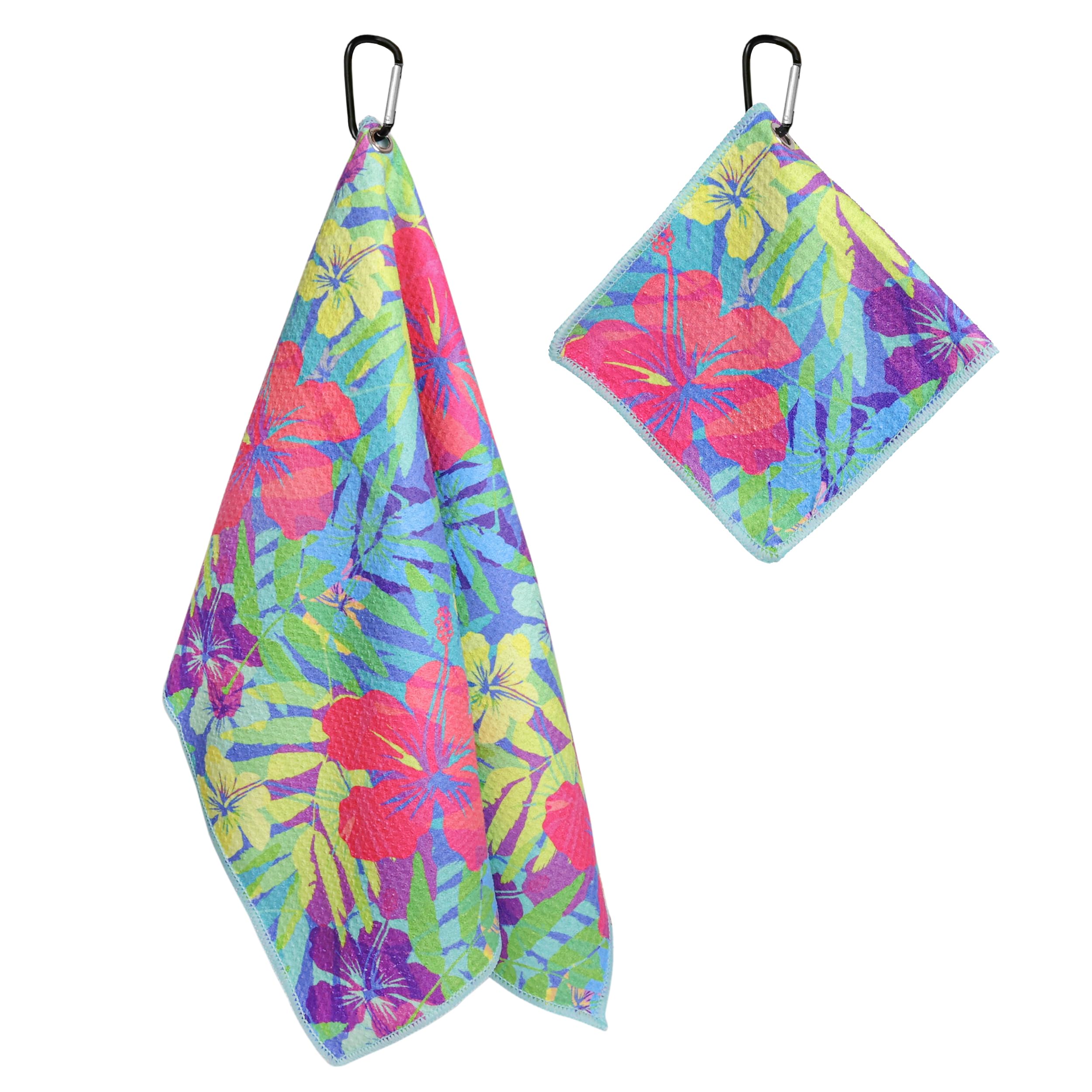 Playing It Forward Bright Tropical Golf Towel with Clip for Women and Men  Microfiber Waffle and Ball Towels  Set of 2
