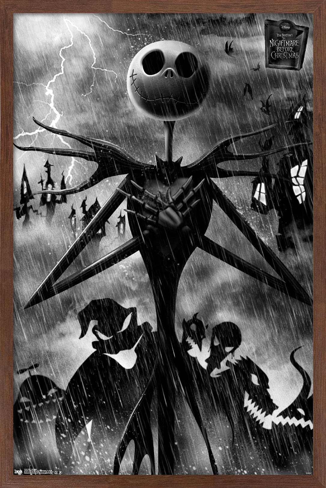 Trends International Disney Tim Burton'S The Nightmare Before Christmas-Shadows Wall Poster, 14.725'' X 22.375'', Mahogany Frame