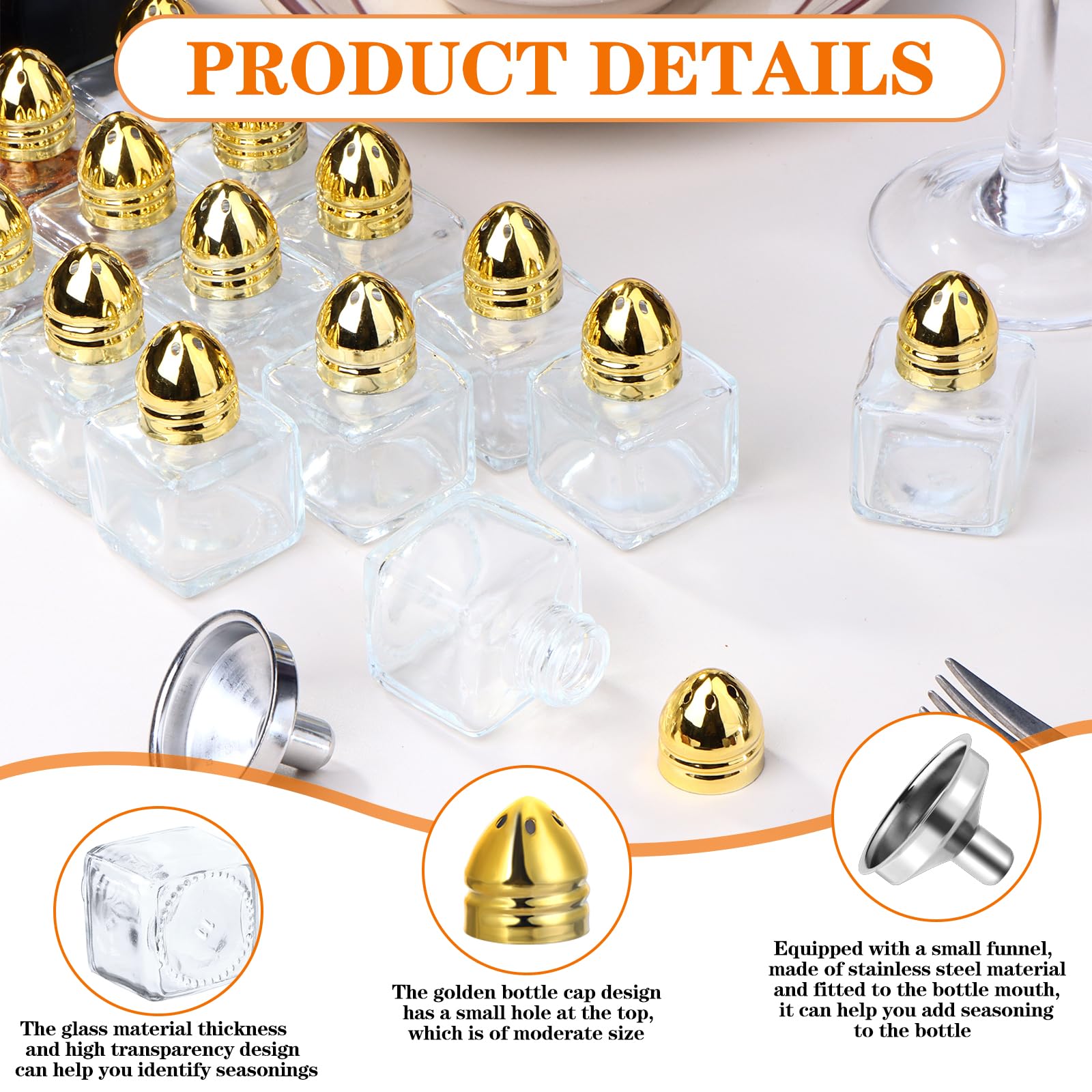 Ruiyele 18 Pcs 0.5 Oz Cube Small Salt And Pepper Shakers With Tone Top Clear Mini Glass Spice Shakers Spice Salt Shakers For Wed