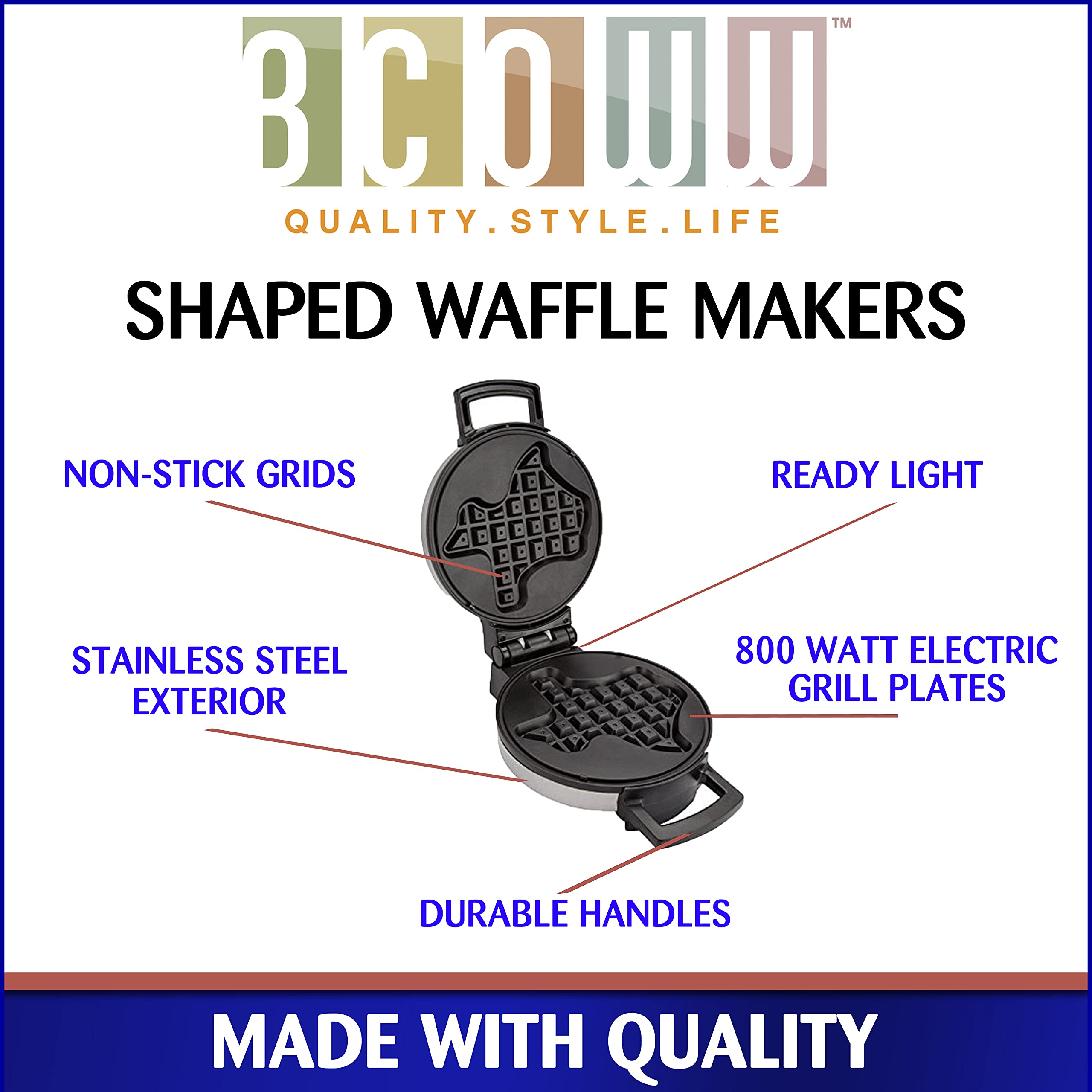 Canadian Maple Leaf Shaped Belgian Waffle Maker | Non-Stick Waffle Iron | Works Perfectly For Chaffles, Gluten Free Or Paleo Pan