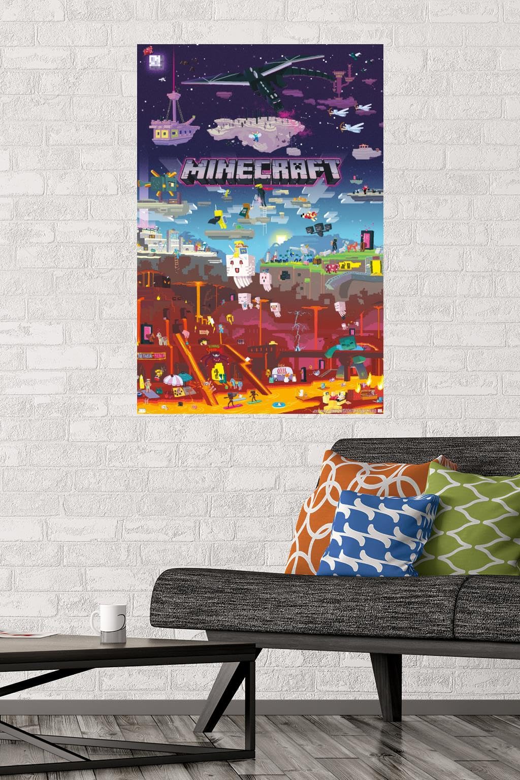 Trends International Minecraft - World Beyond Wall Poster, 22.375'' X 34'', Poster & Mount Bundle