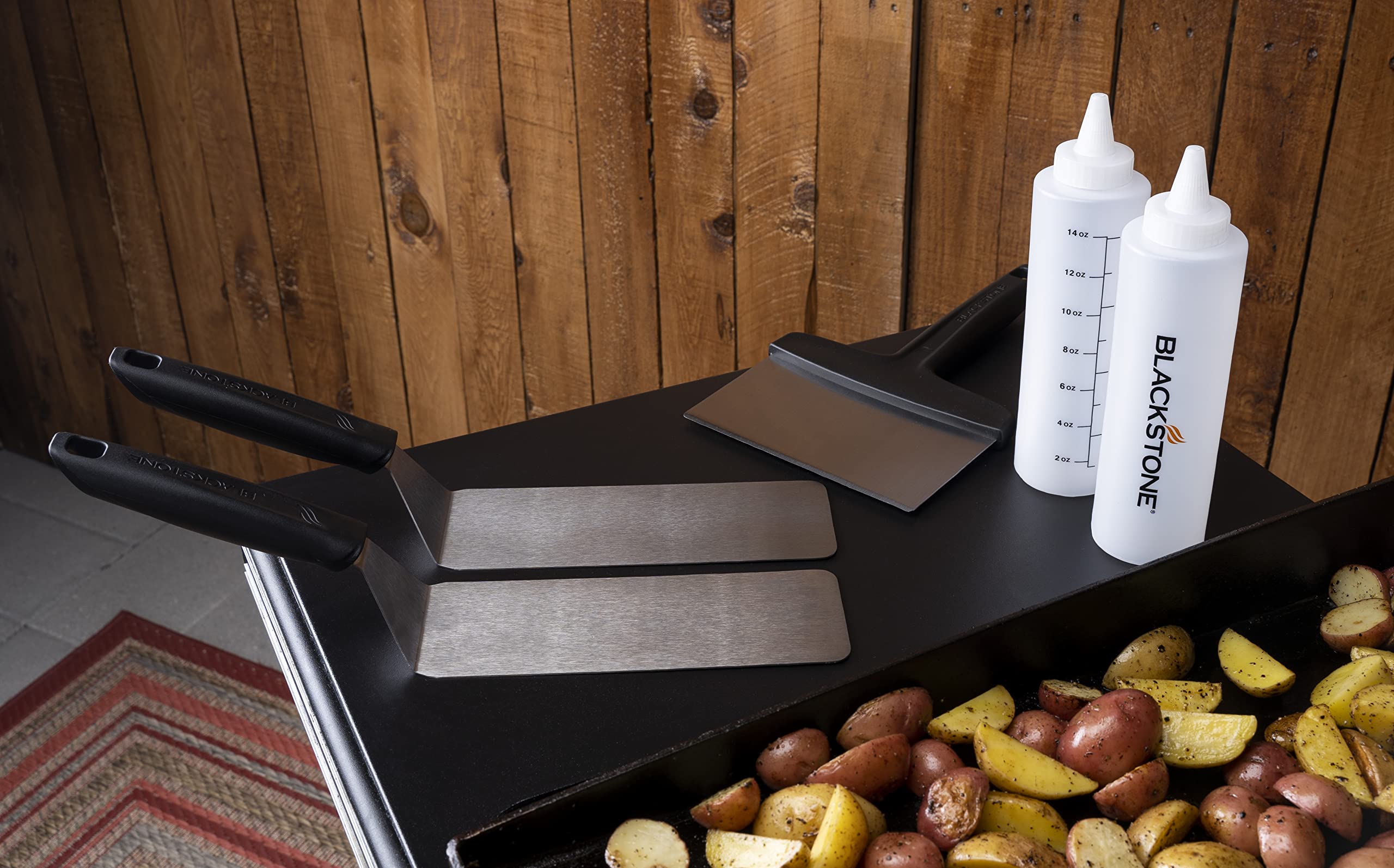 Blackstone Professional Grade Accessory Tool Kit (5 Pieces) 16 Oz Bottle, Two Spatulas, Chopper/Scraper And One Cookbook-Perfect