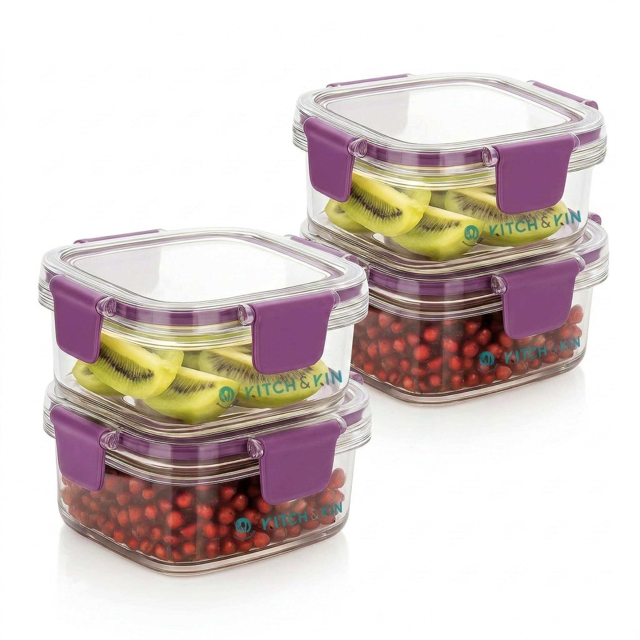 Airtight Food Storage Containers With Lids For Kitchen, Bpa Free Plastic Fridge Storage Containers, Stackable Leakproof Snack St