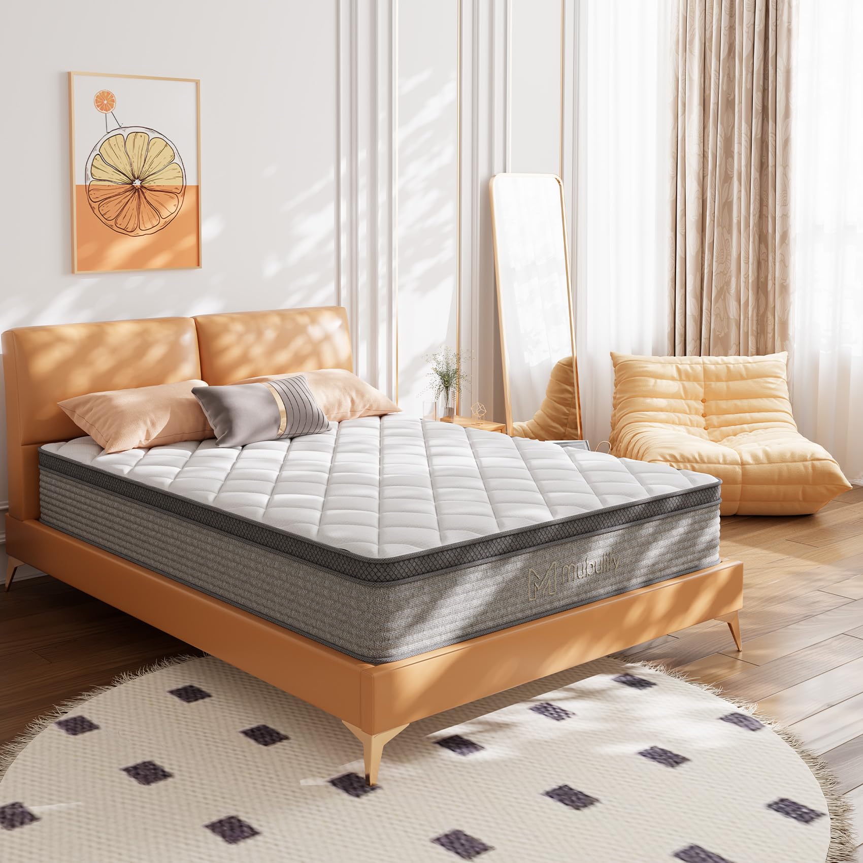 Mubulily Full Mattress,12 Inch Hybrid Memory Foam Mattress And Single Pocket Springs Reduce Pressure And Relieve Back Pain & Coo