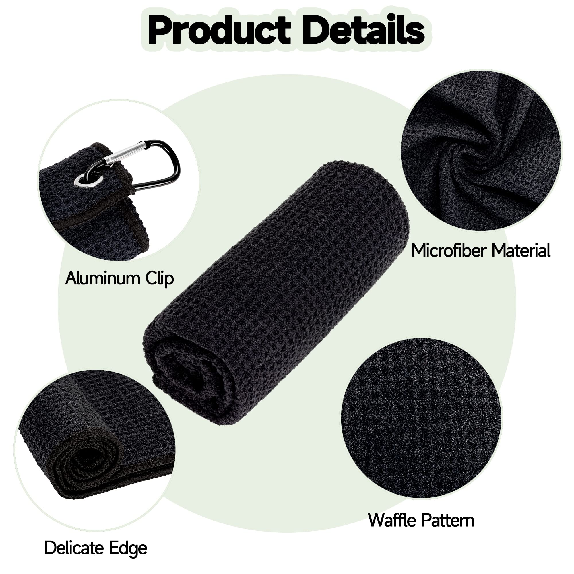 Vividly 3 Pack Golf Towels, Microfiber Waffle Pattern Golf Towel-Contains Golf Towels In Three Colors Of Black, Blue And Gray, S