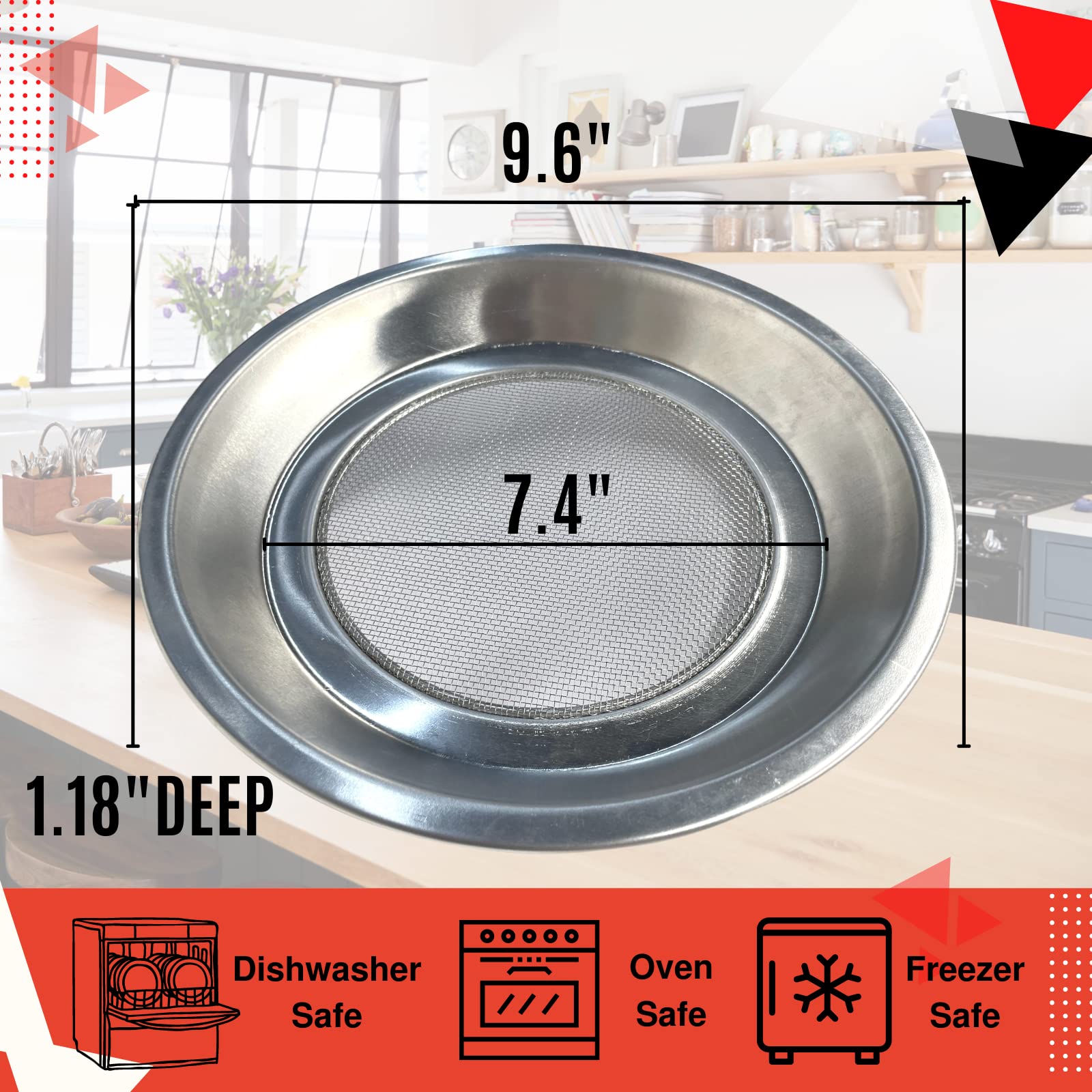 2 Pack Pie Pan With Mesh Bottom Nonstick 9.8'' Reusable Pie Baking Plates Pan Bakeware Round Cake Pans For Crisp Baking Perforat