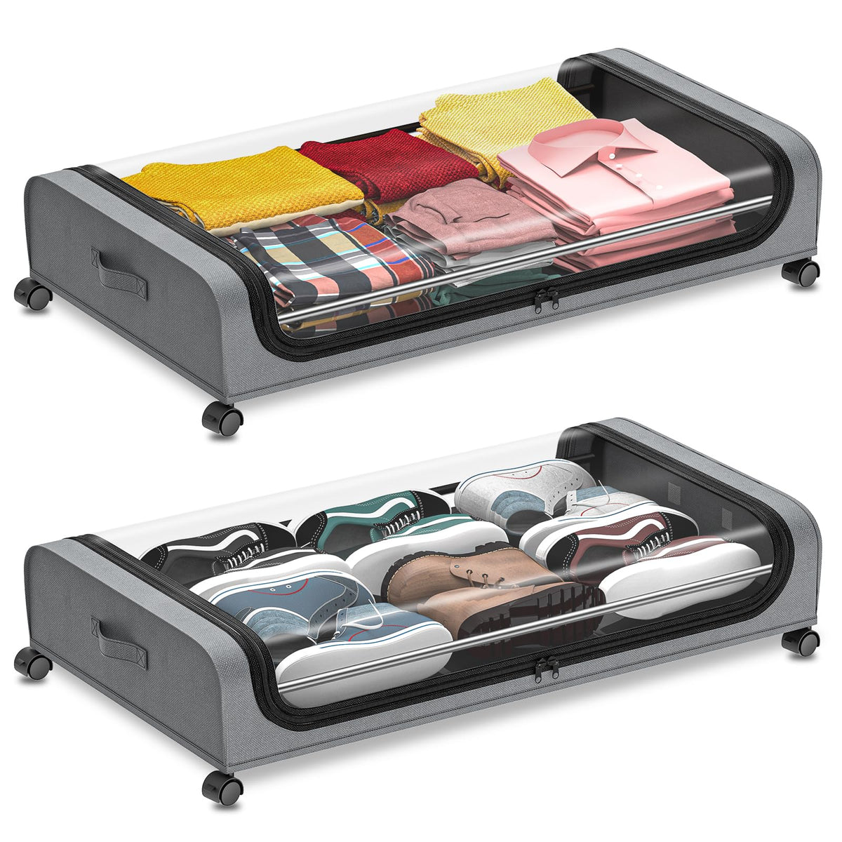 Fulpower Under Bed Storage with Wheels (04Gery 2 pack)