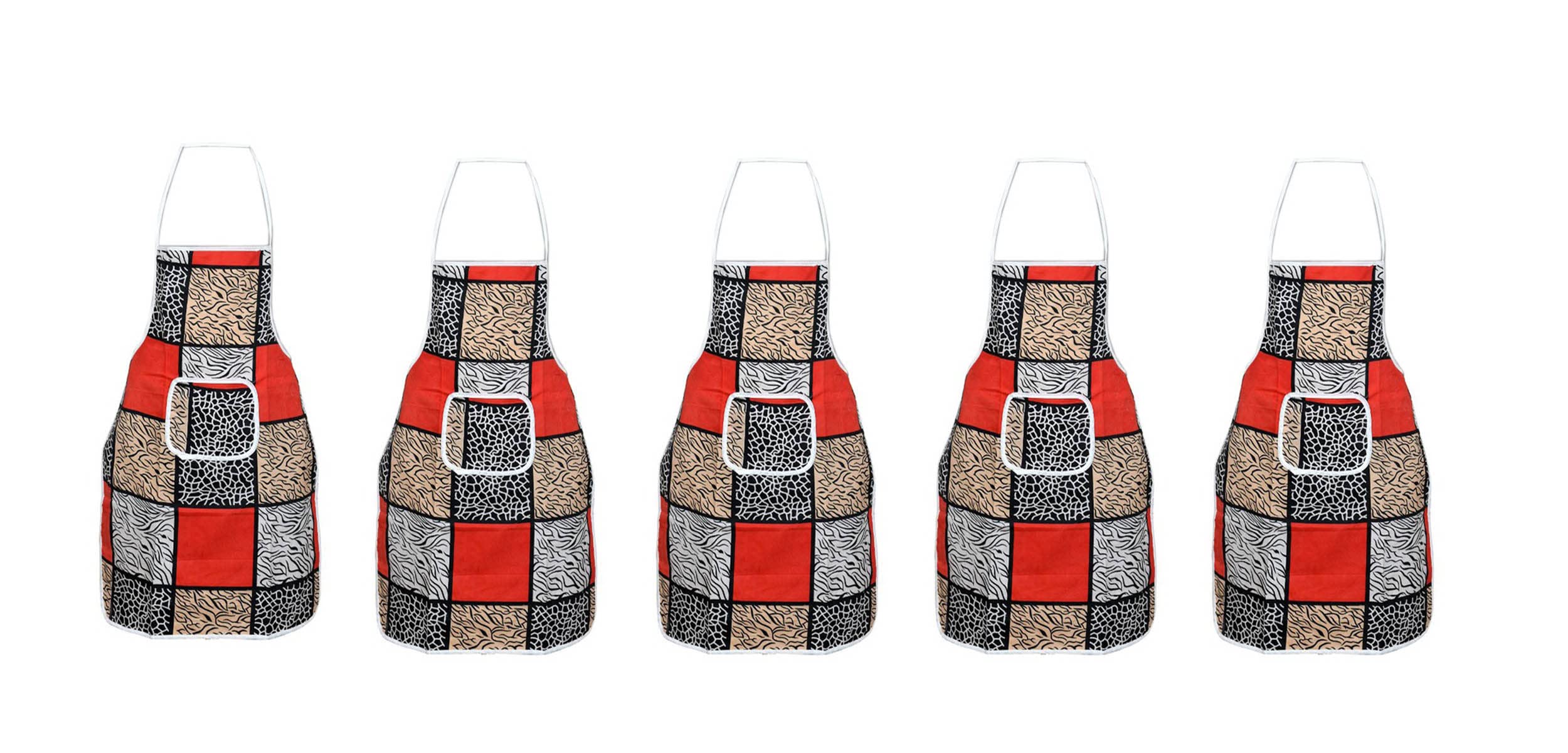 Aazeem Cotton Abstract Kitchen Apron 20inch X 30inch Pack Of 5 With Waterproof Back