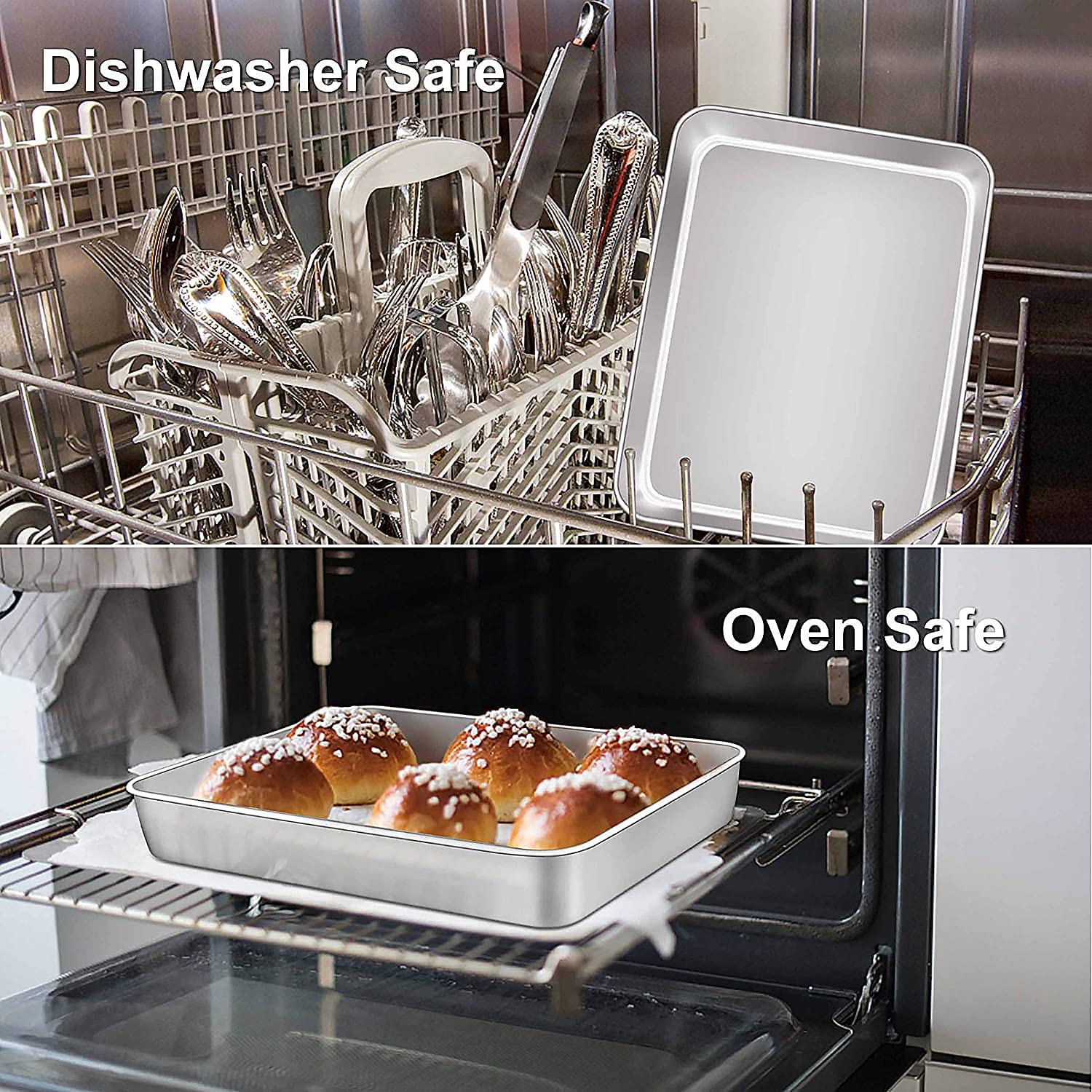 Meleg Otthon Sheet Pan,Cookie Sheet,Heavy Duty Stainless Steel Baking Pans,Toaster Oven Pan,Jelly Roll Pan,Barbeque Grill Pan,De
