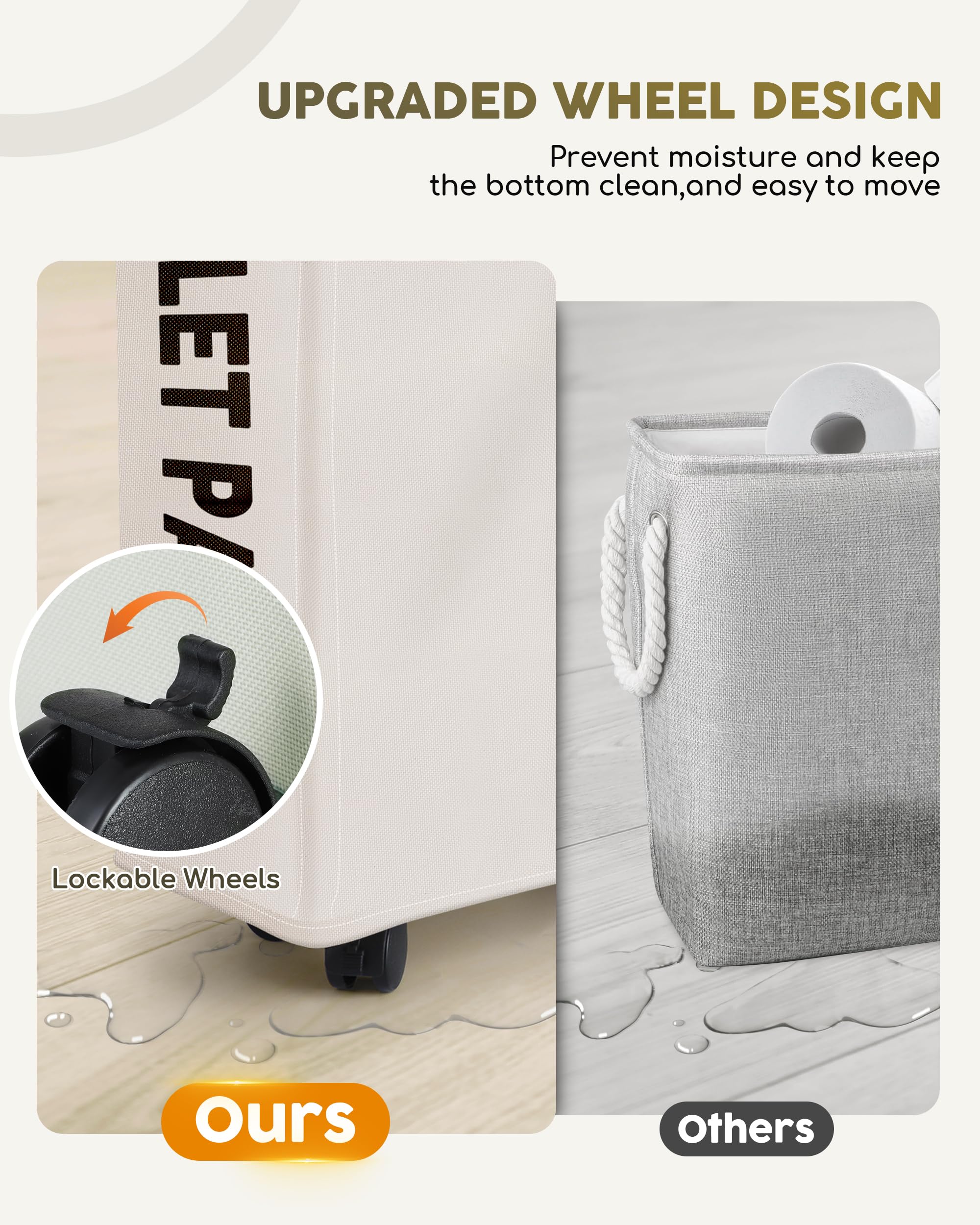 34 L Toilet Paper Organizer Basket, Toilet Paper Storage Can 20 Regular Rolls Or 15 Mega Rolls, Paper Basket With Lid And Handle