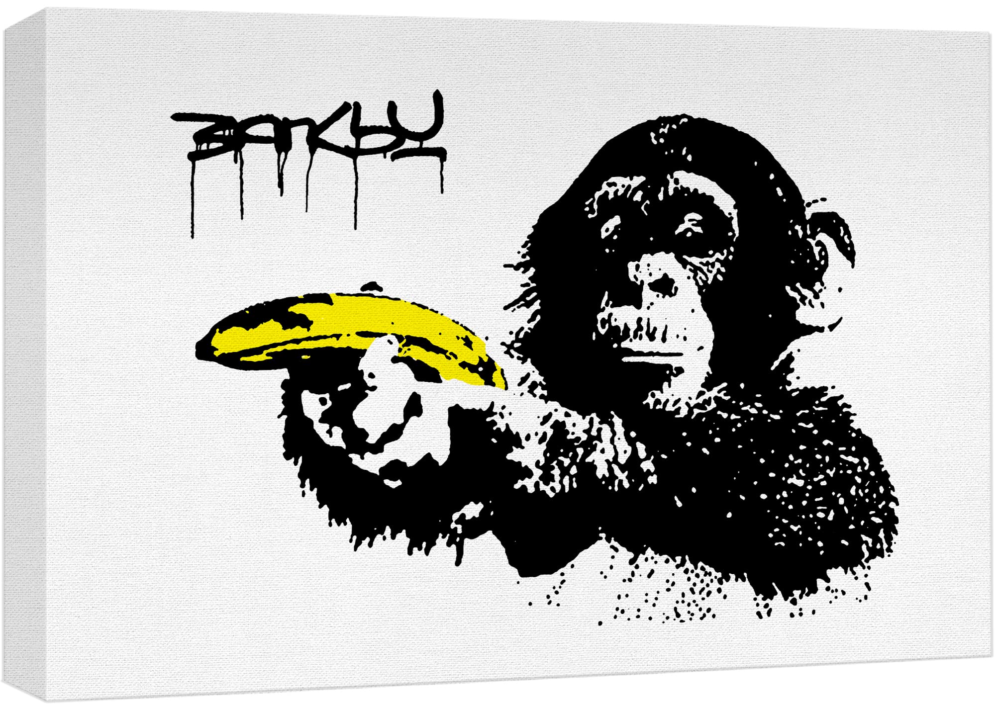 Signwin Framed Canvas Wall Art Banksy Monkey With Banana Print Graffiti & Street Art Famous People Pop Art Modern Urban Multicol