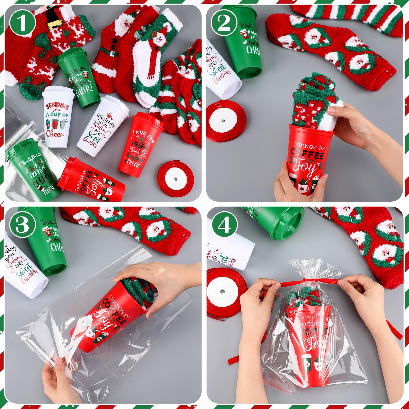 Pickmesh 40 Pcs Christmas Bulk Gifts for Coworkers Funny 16 oz Christmas Coffee Cup Fuzzy Socks Set for Women Holiday Gift(Class
