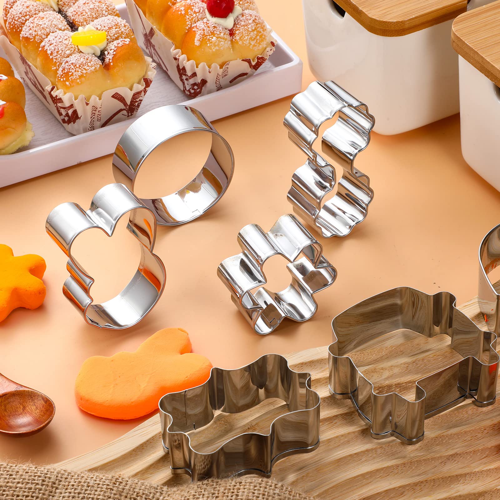 7 Pcs Mini Two Groovy Cookie Cutters Set, Hippie Cookie Cutter Peace Cookie Molds Stainless Steel Biscuit Cutter Diy, Small Flow