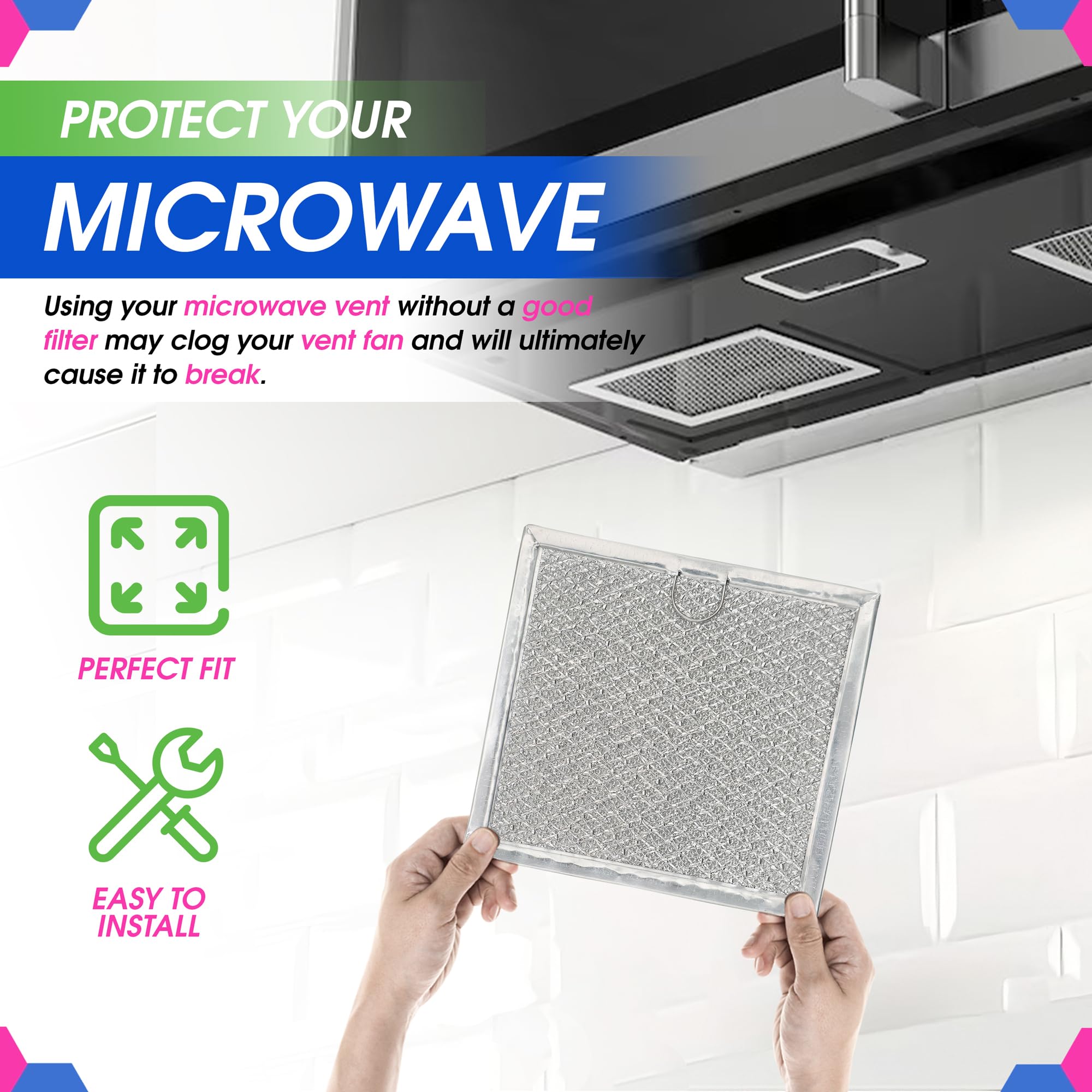 Microwave Filter Replacement 6.81'' X 6.34'' Fits Ge Wb02X11534 Samsung De63-00666A Microwave Grease Filter - Freshens And Filte
