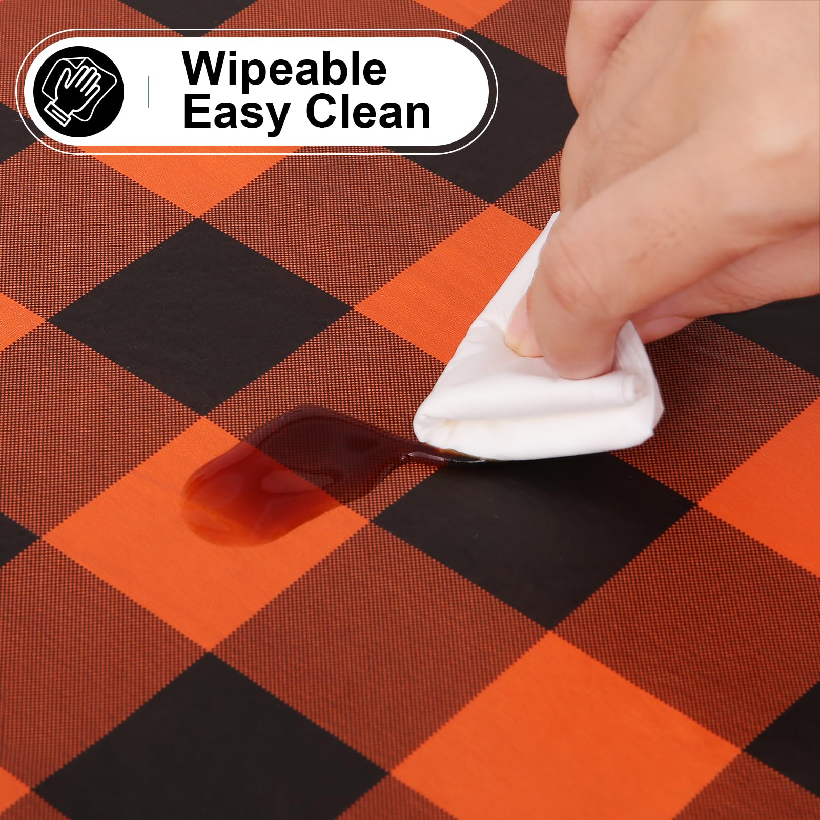 Misaya Rectangle Waterproof Vinyl Table Cloth, Buffalo Flannel Backed Tablecloth, Wipeable Plastic Table Cover For Dinner, Kitch