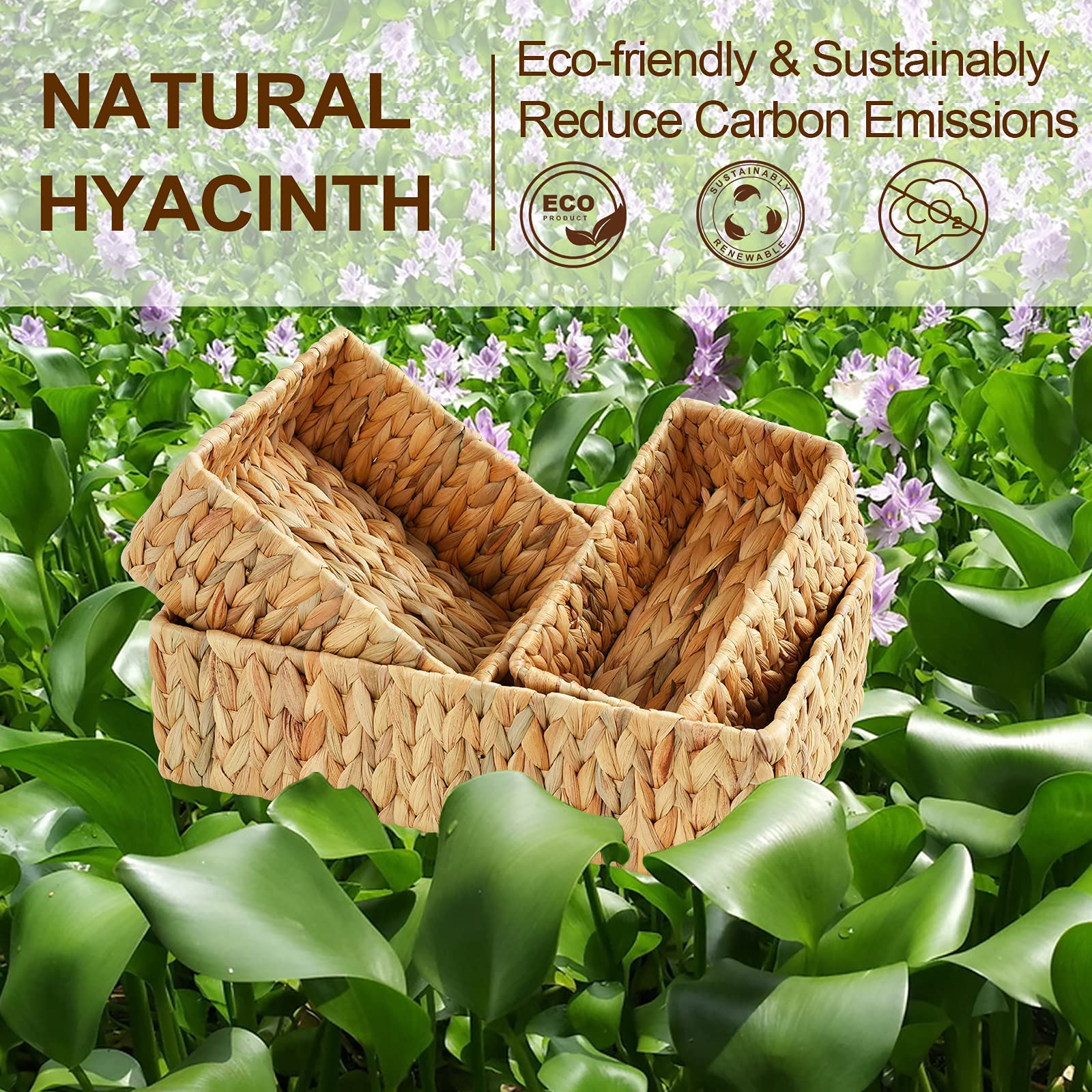 FairyHaus Wicker Baskets for Organizing 3Pack  Large and Small Wicker Storage Baskets Set  Hand Woven Baskets for Storage  Natural Water Hyacinth Storage Baskets for Pantry Shelf