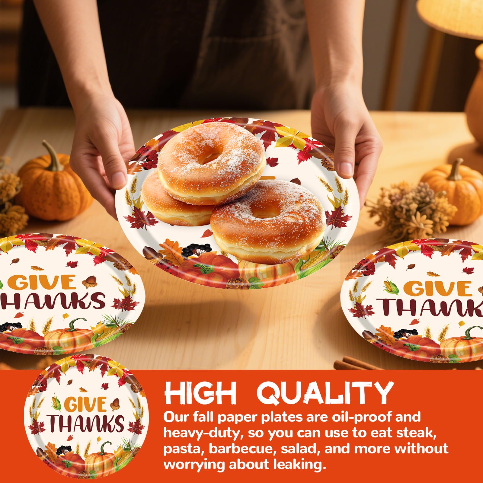 40Pcs Thanksgiving Party Plates and Napkins, Disposable Fall Paper Plates Dinner Plates Tableware Set for Harvest Holiday Friend