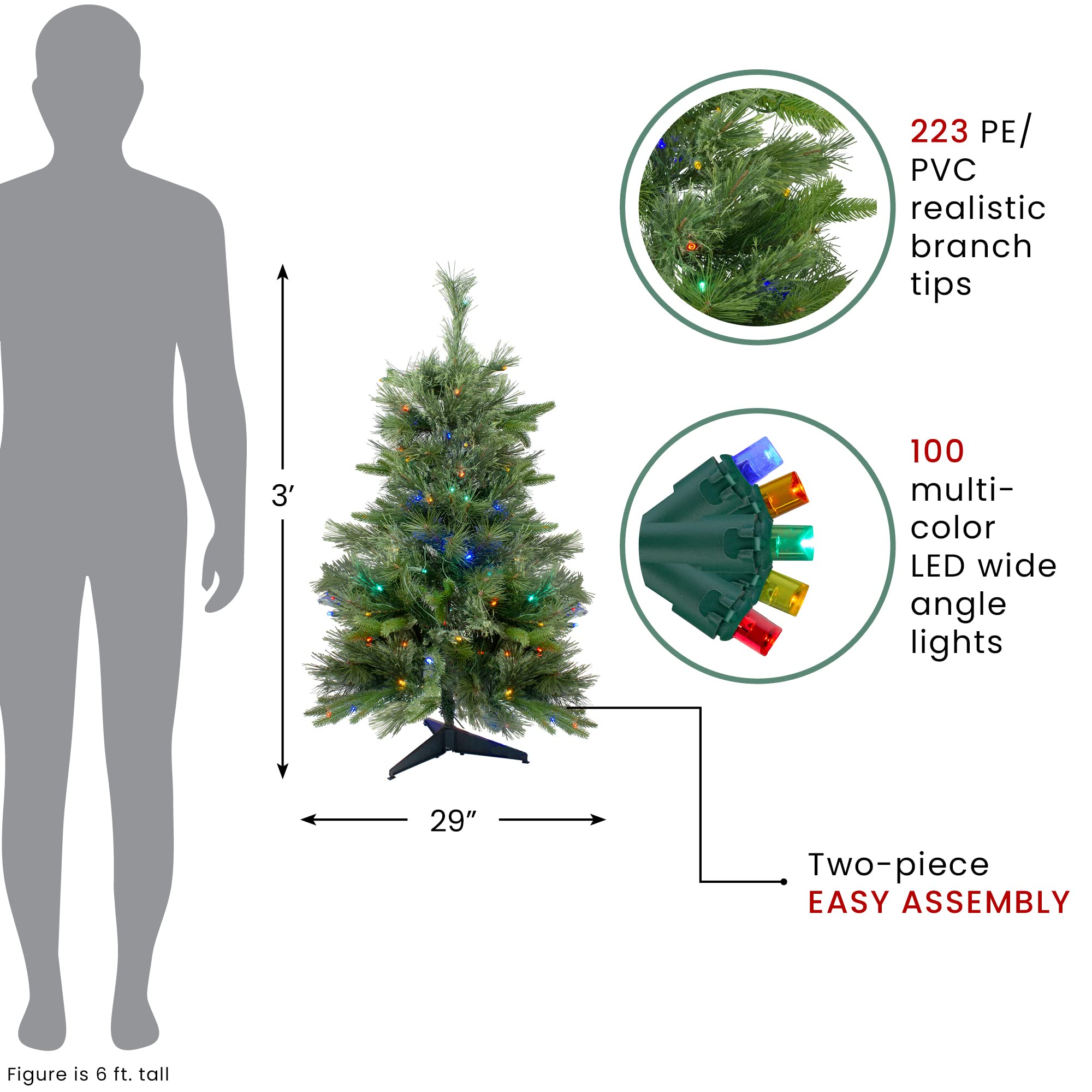 Northlight Z98717 3' x 29 Pre-Lit Cashmere Mixed Pine