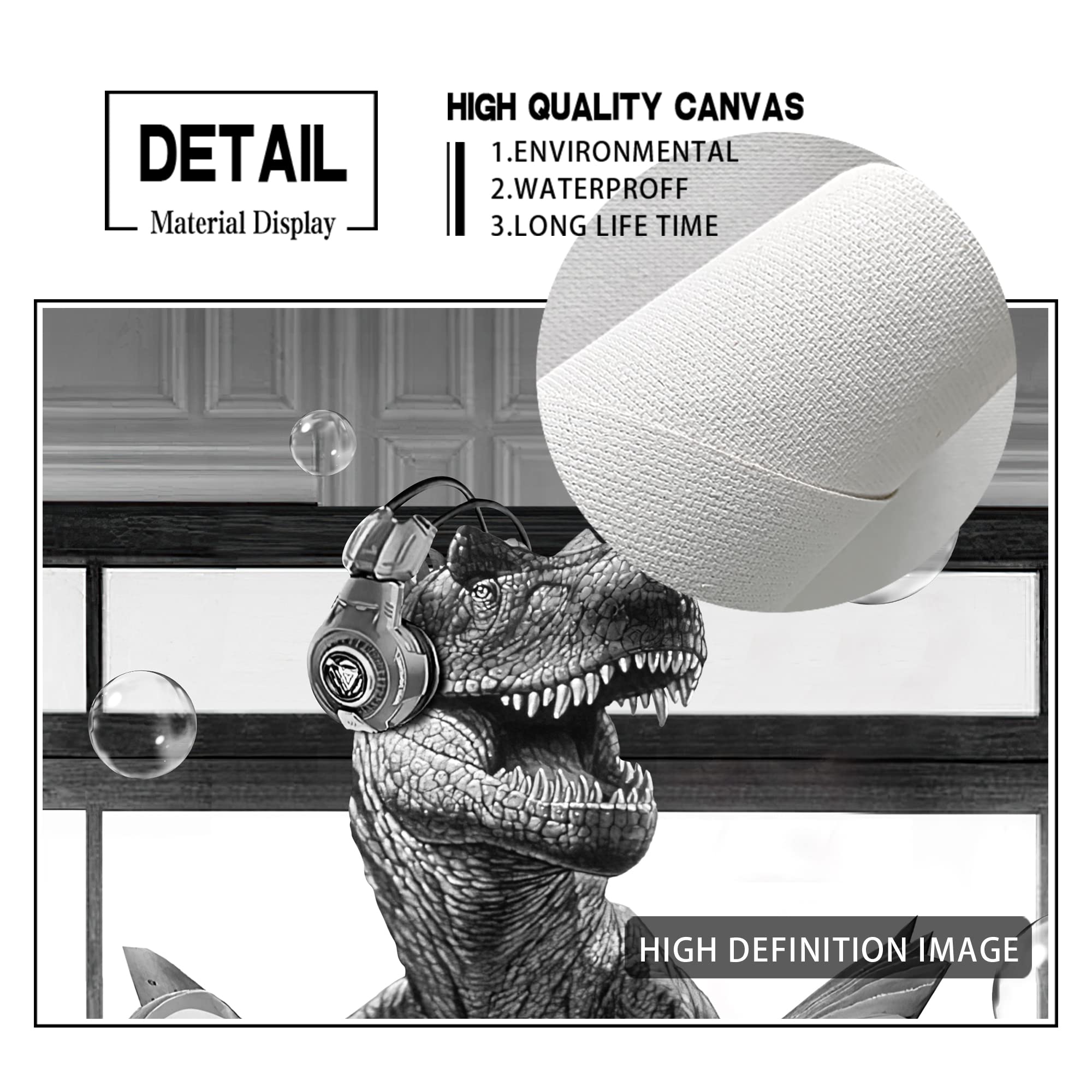 Dinosaur Picture Funny Animal Wall Art Black And White Bathroom Wall Decor Kids Bathroom Decor Farmhouse Bathroom Wall Decor Din