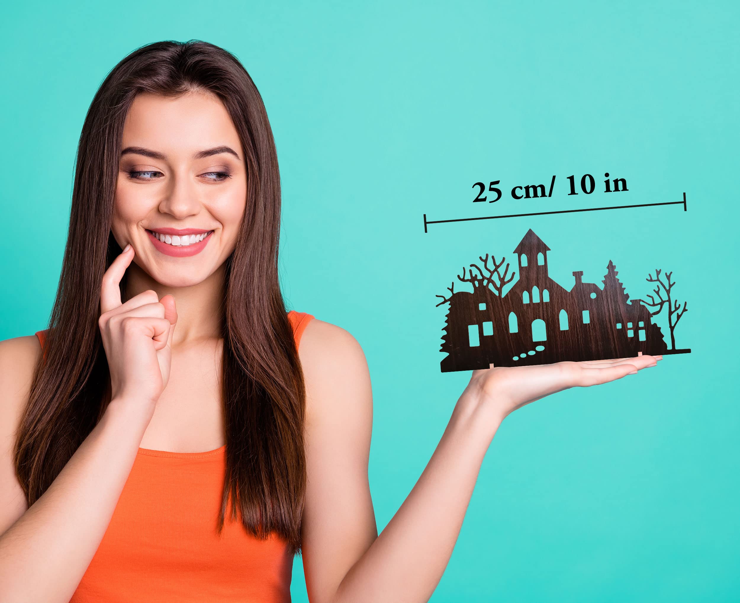 Incredible Gifts India Christmas Decoration For Home Creepy House Shadow Light Without Candle (Wood, 10X5.5 Inches)