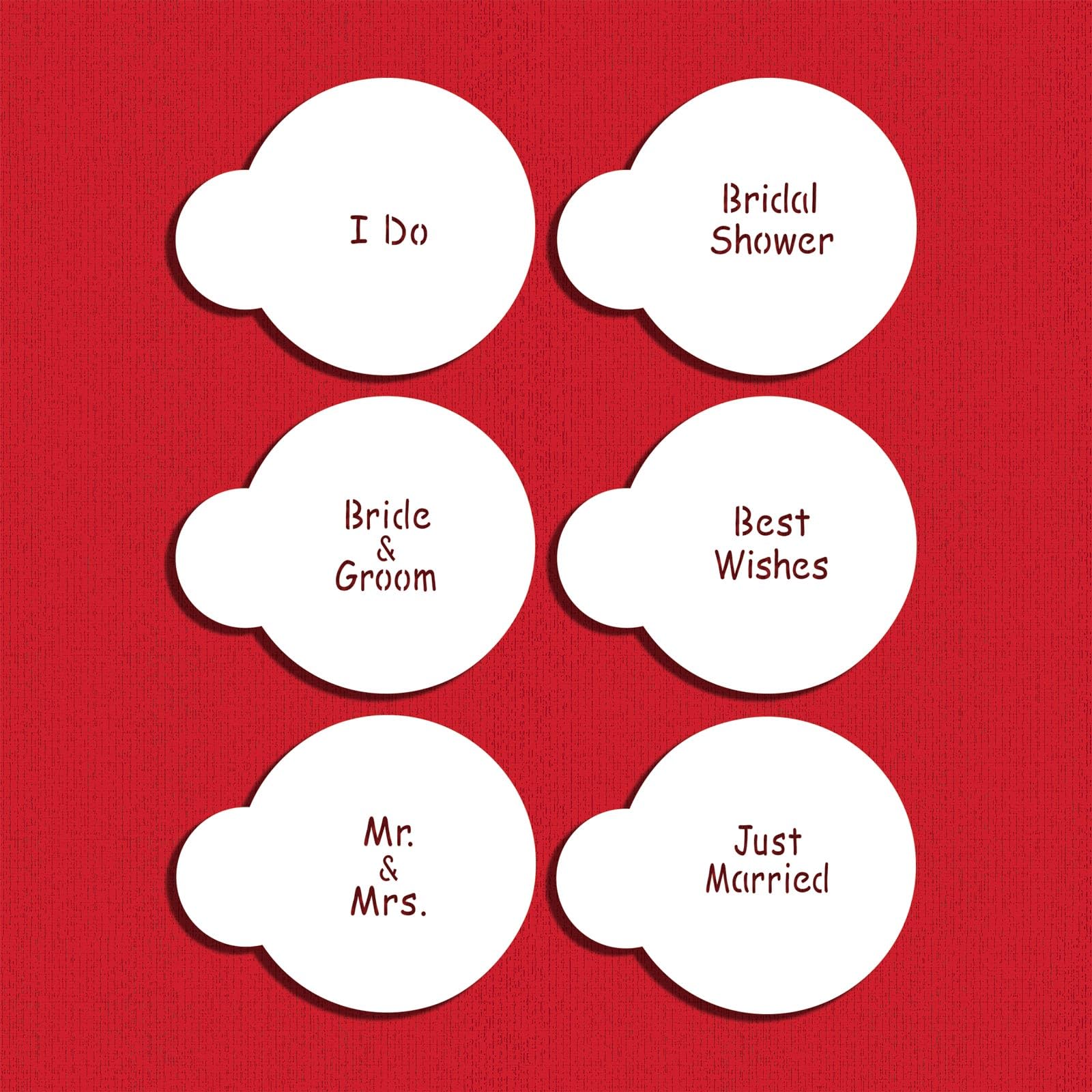 Designer Stencils Wedding Lettering Cookie Stencil Set, (Bride & Groom - Best Wishes - Just Married - I Do - Bridal Shower - Mr.