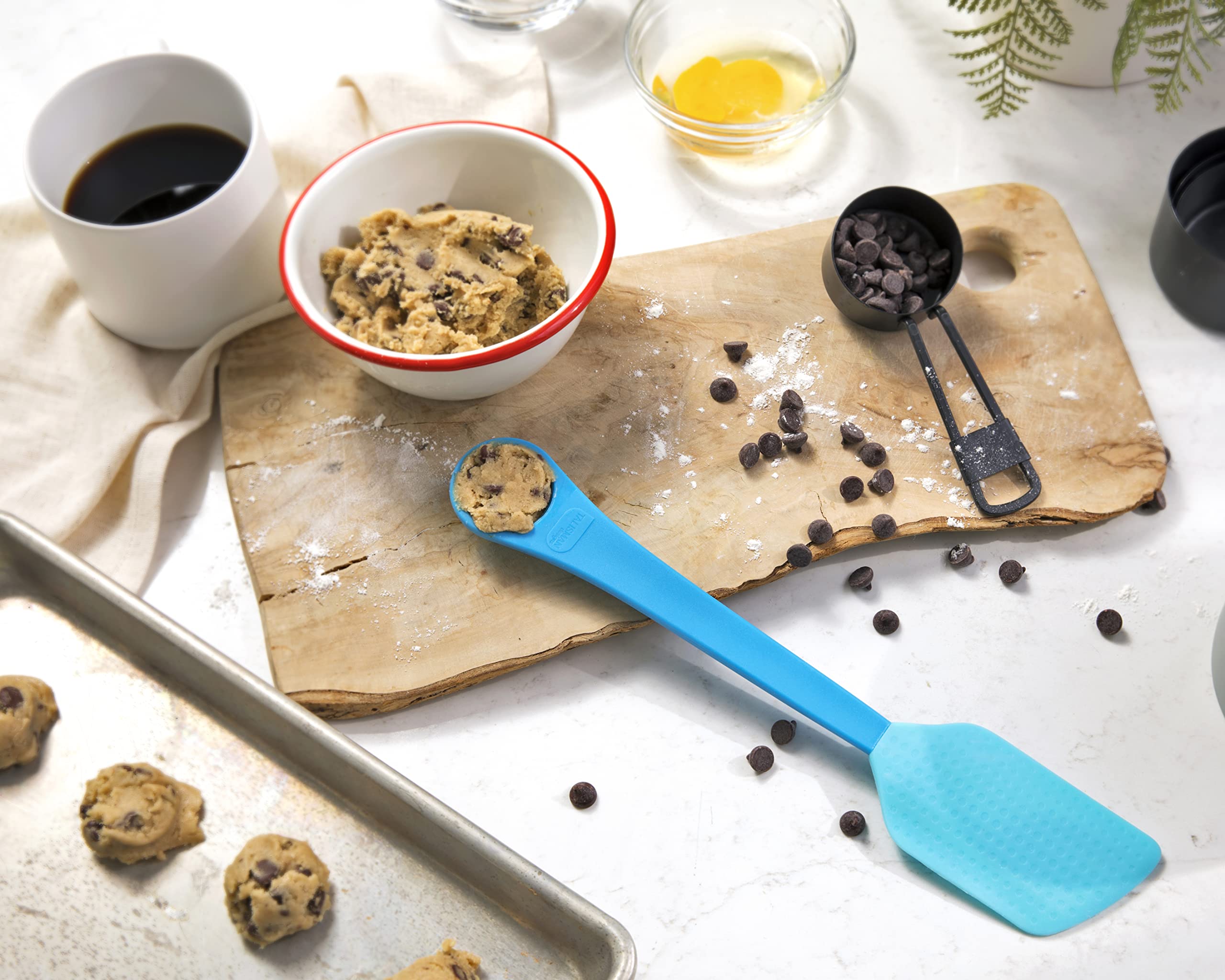 Talisman Designs 2-In-1 Cookie Scoop Spatula | Up To 500-Degree Heat Resistance | Silicone Cookie Spatula | Kitchen Spatula | Co