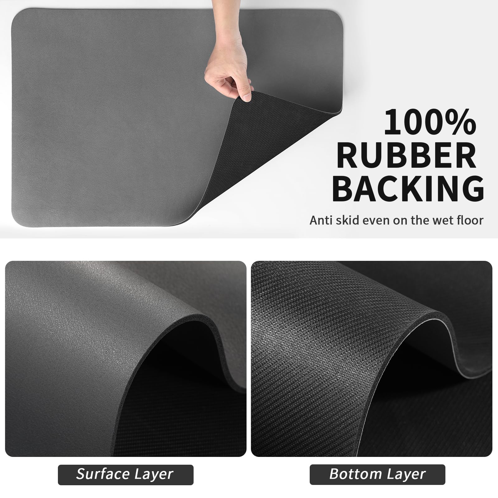 Hotlive Dish Drying Mat For Kitchen Counter, Heat Resistant Drainer Mats With Non-Slip Rubber Backed, Hide Stain Kitchen Super A