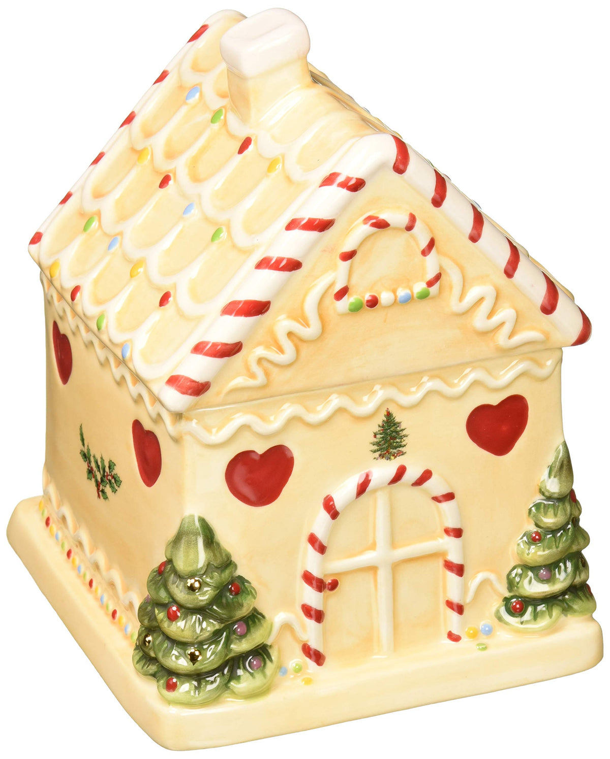Spode Christmas Tree Gingerbread House Candy Jar | 7 Inch Christmas Cookie Jars Made Of Fine Earthenware | Candy Jars For Kitche