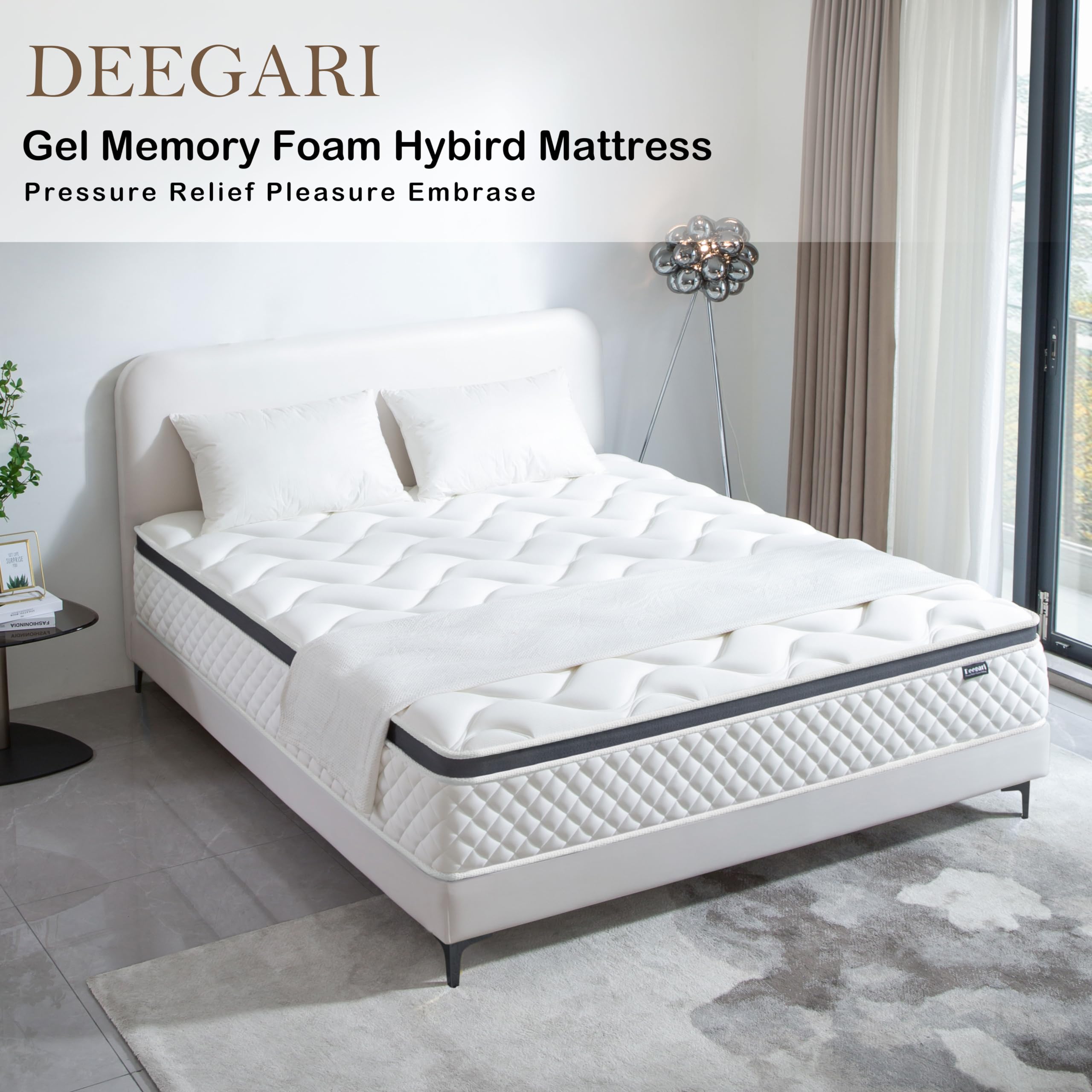 Deegari Full Mattress,12 Inch Full Size Mattress In A Box,Gel Memory Foam And Innerspring Hybrid Mattress With Individual Pocket