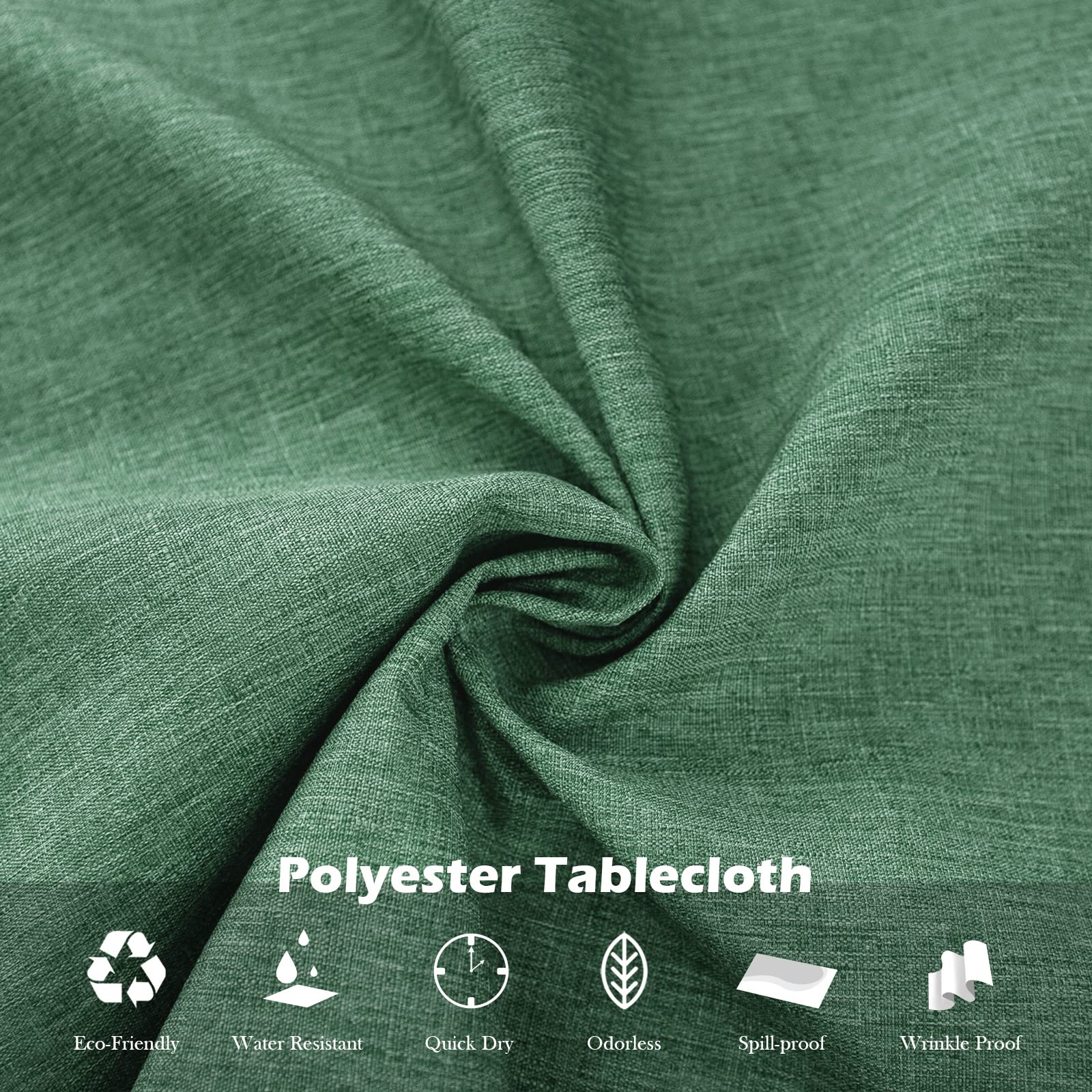 Qidordour Round Tablecloth,48 Inch Diameter,Faux Linen Table Cloth,Water Resistant Spill-Proof Wipeable Polyester Dining Table C