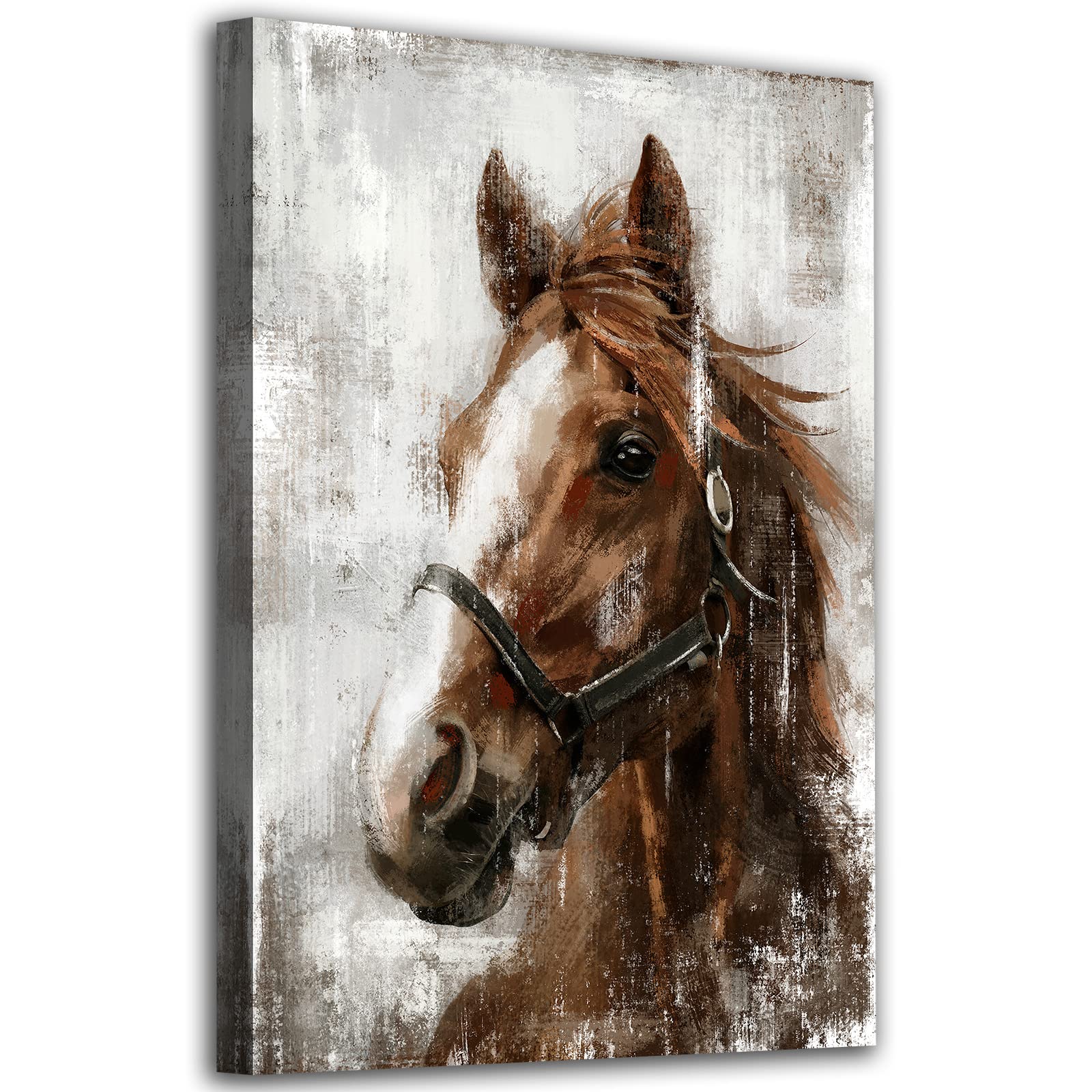Horse Canvas Wall Art Horse Portrait Pictures Wall Decor Farmhouse Brown Horses Canvas Painting Rustic Horse Canvas Prints Artwo