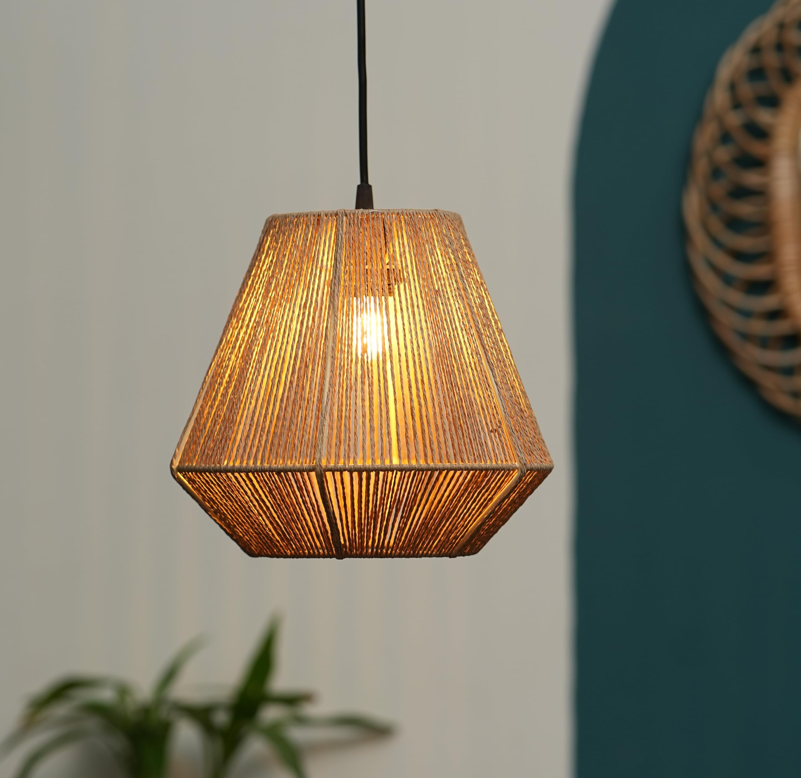 Ikari Homes Raffia Pendant Light I Rattan Pendant Lamp I Best Use For Outdoor, Restaurants & Indoor I Home Decor Lamps I Beize C