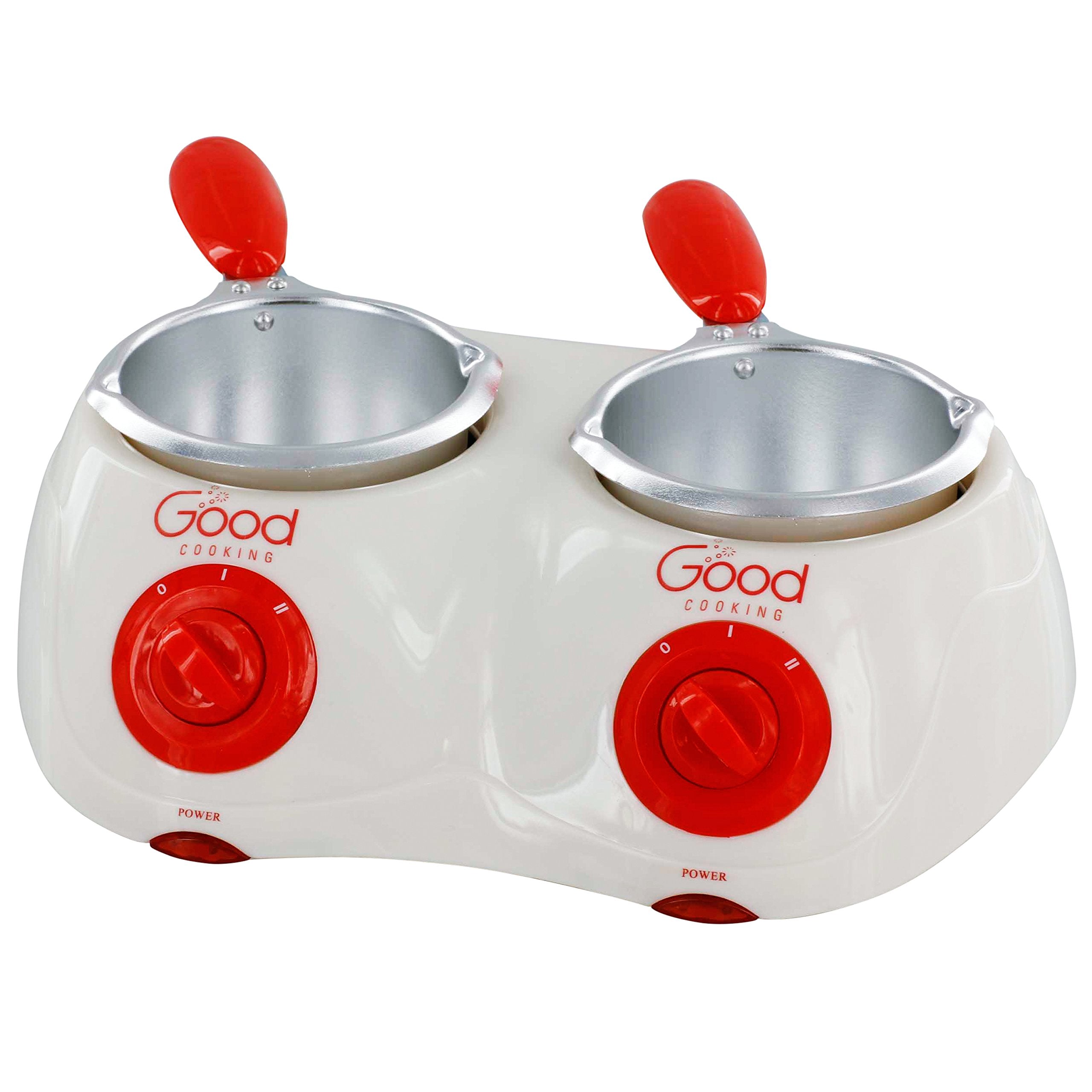 Dual Electric Chocolate Melting Gift Pot Set- Candy Making Or Fondue Fountain Kit W/ 30 Free Accessories - 7 Fun Mold Trays & Di