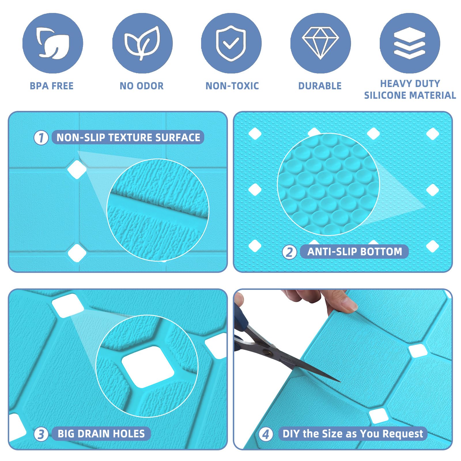 Bathtub Mat Non Slip Silicone Soft Odorless Bath Mat With Mini Suction Cups For Bath Tub Mat And Shower Mat Foldable And Machine