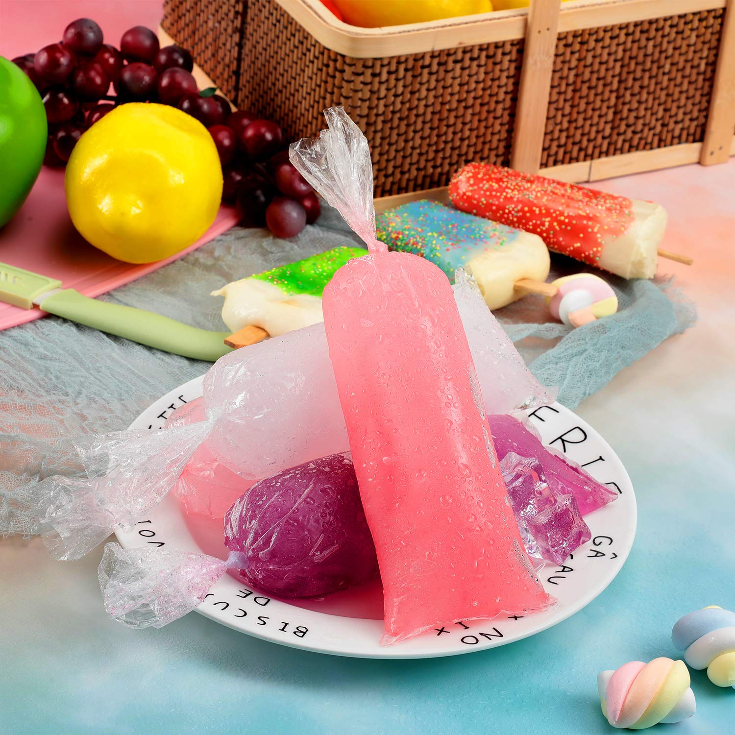Boao Lolly Bags Disposable Ice Cream Mold Bags Plastic Ice Candy Bags For Making Ice Creams Yogurt Candy