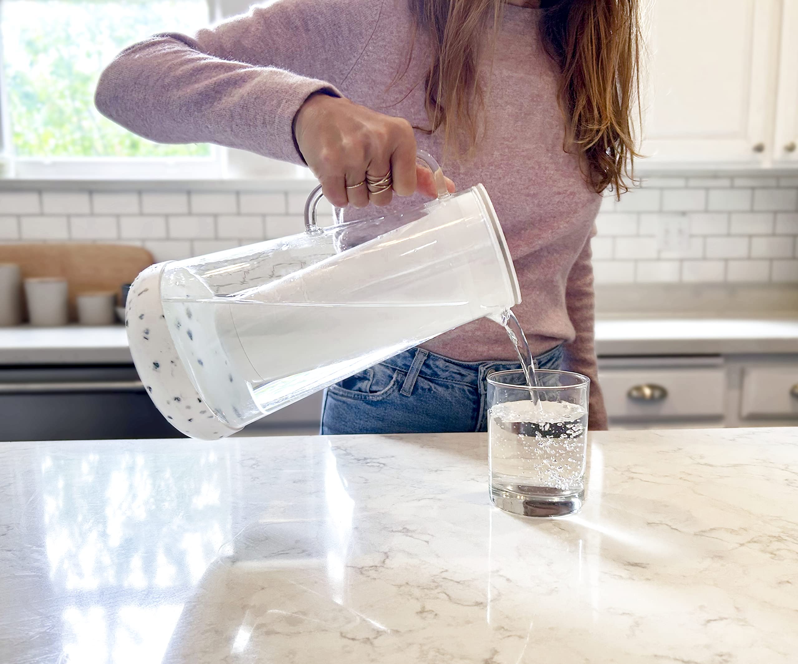 Lifestraw Home Pitcher Glass And Silicone Base 7 Cup Terrazzo