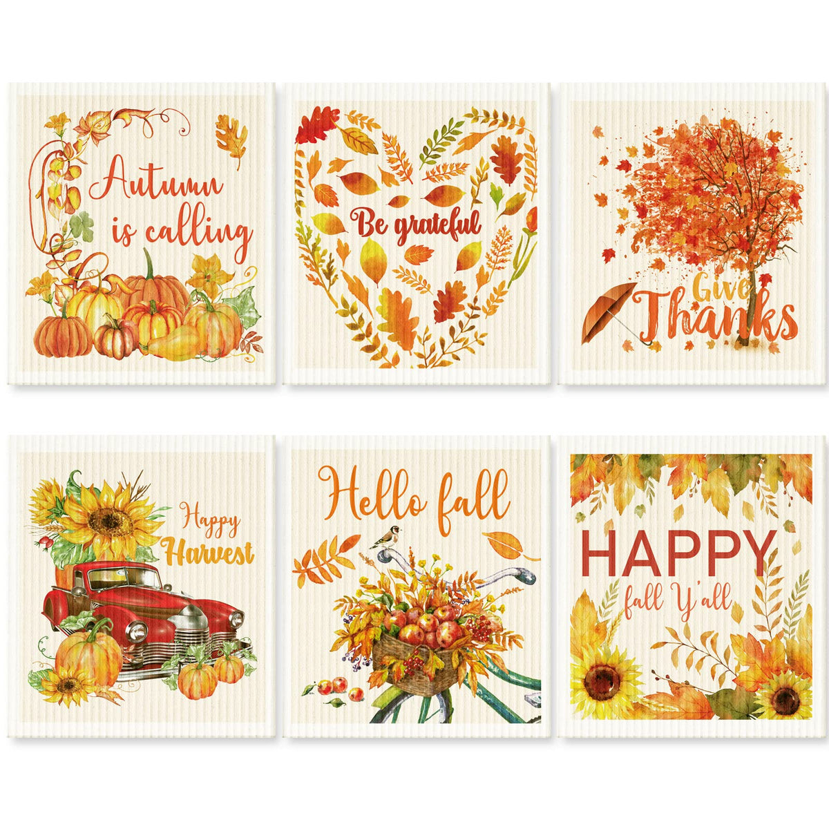 Fall Swedish Kitchen Dishcloth Thanksgiving Pumpkins Maple Dishcloth Absorbent Swedish Soft Reusable Dish Towel Washable Decorat