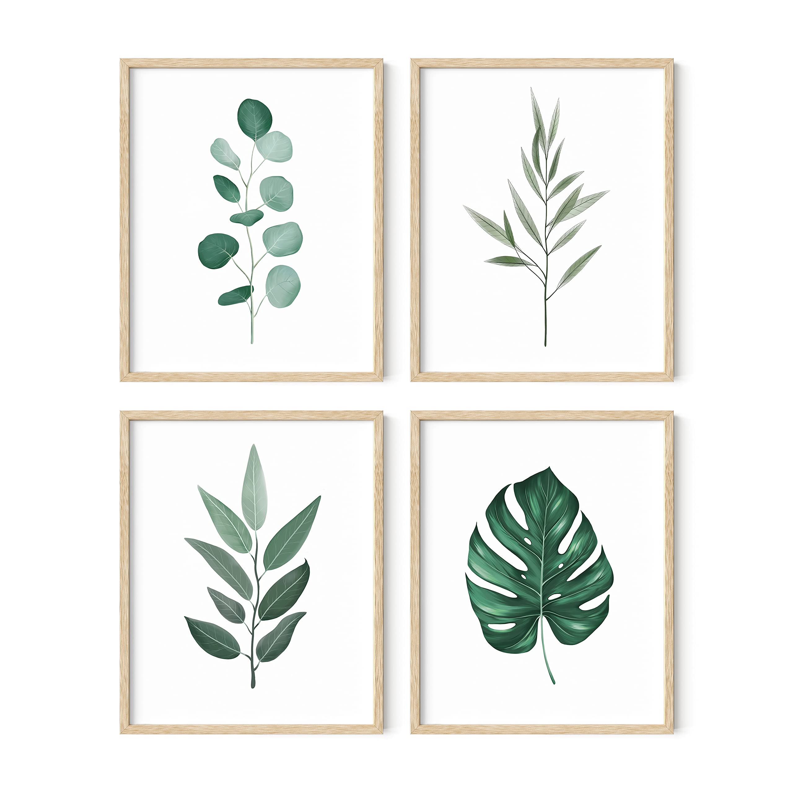 Haus And Hues Plant Wall Art - Botanical Prints Wall Art, Green Wall Art Collection Set Plant Pictures Wall Art, Leaves Painting