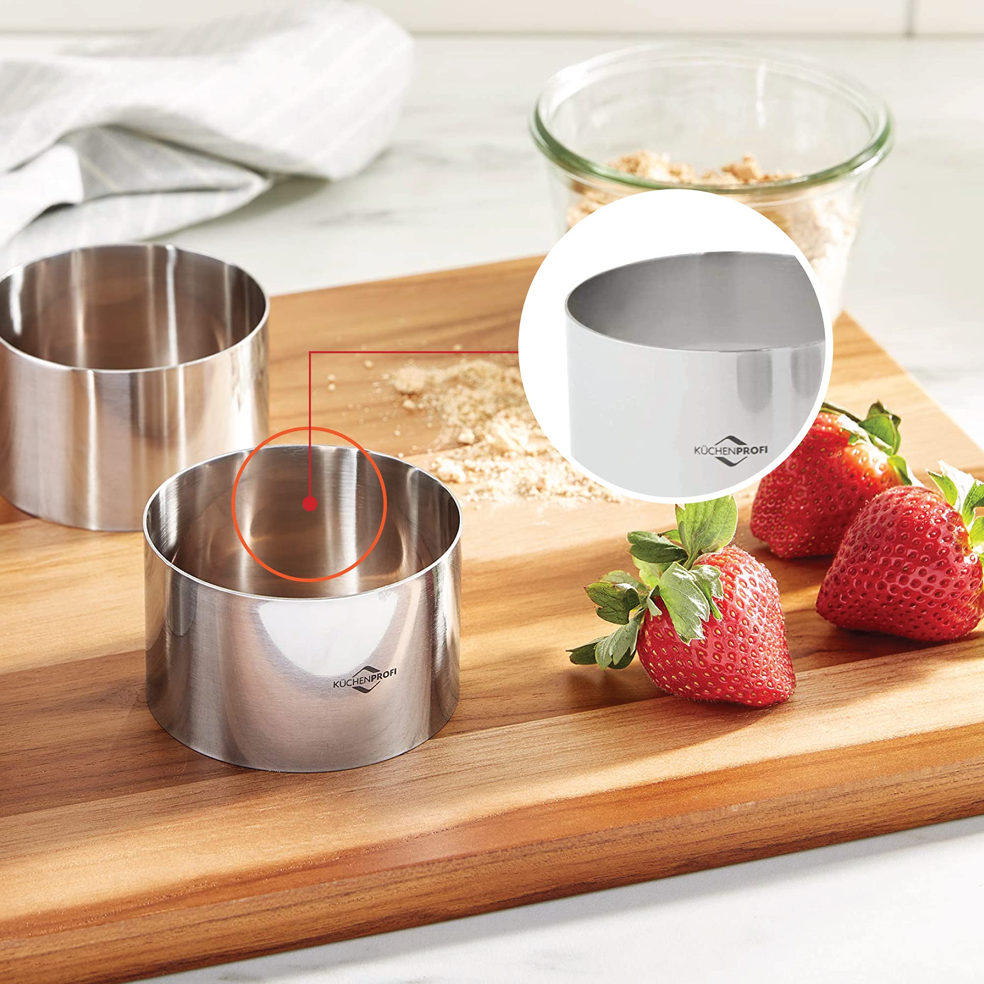 Kchenprofi Stainless Steel Cooking Rings, Set Of 4 Forming Ring Molds, 2.5 Inches And 3 Inches