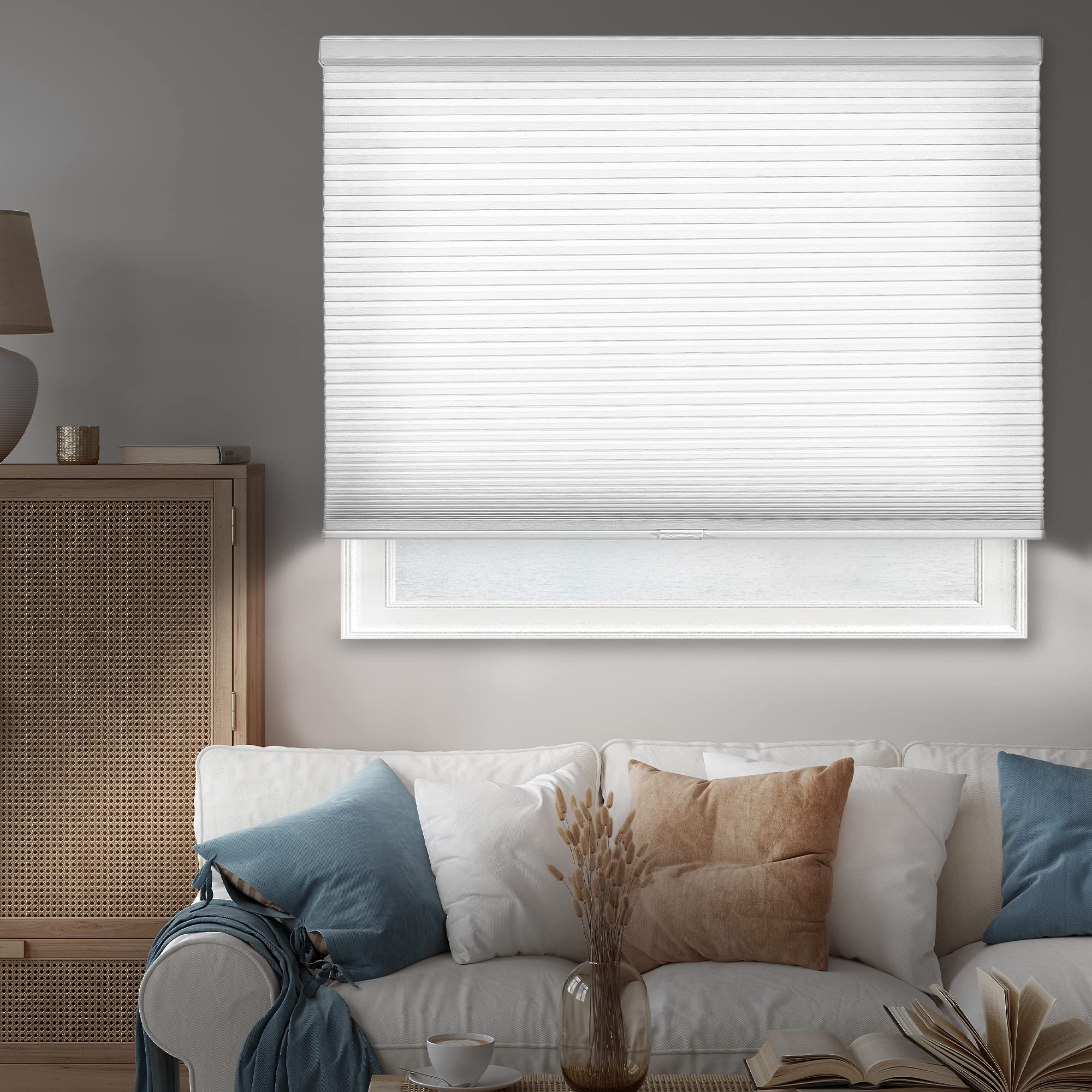 CHICOLOGY Cordless Cellular Shades Privacy Single Cell Window Blind, 31W X 72H, Evening Mist