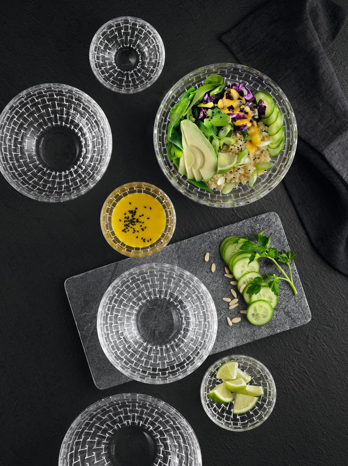 Nachtmann Bossa Nova 4.7'' Serving Bowl - Crystal Glass | Dishwasher Safe | Multi-Faceted Basket Structure | Long Lasting Crysta