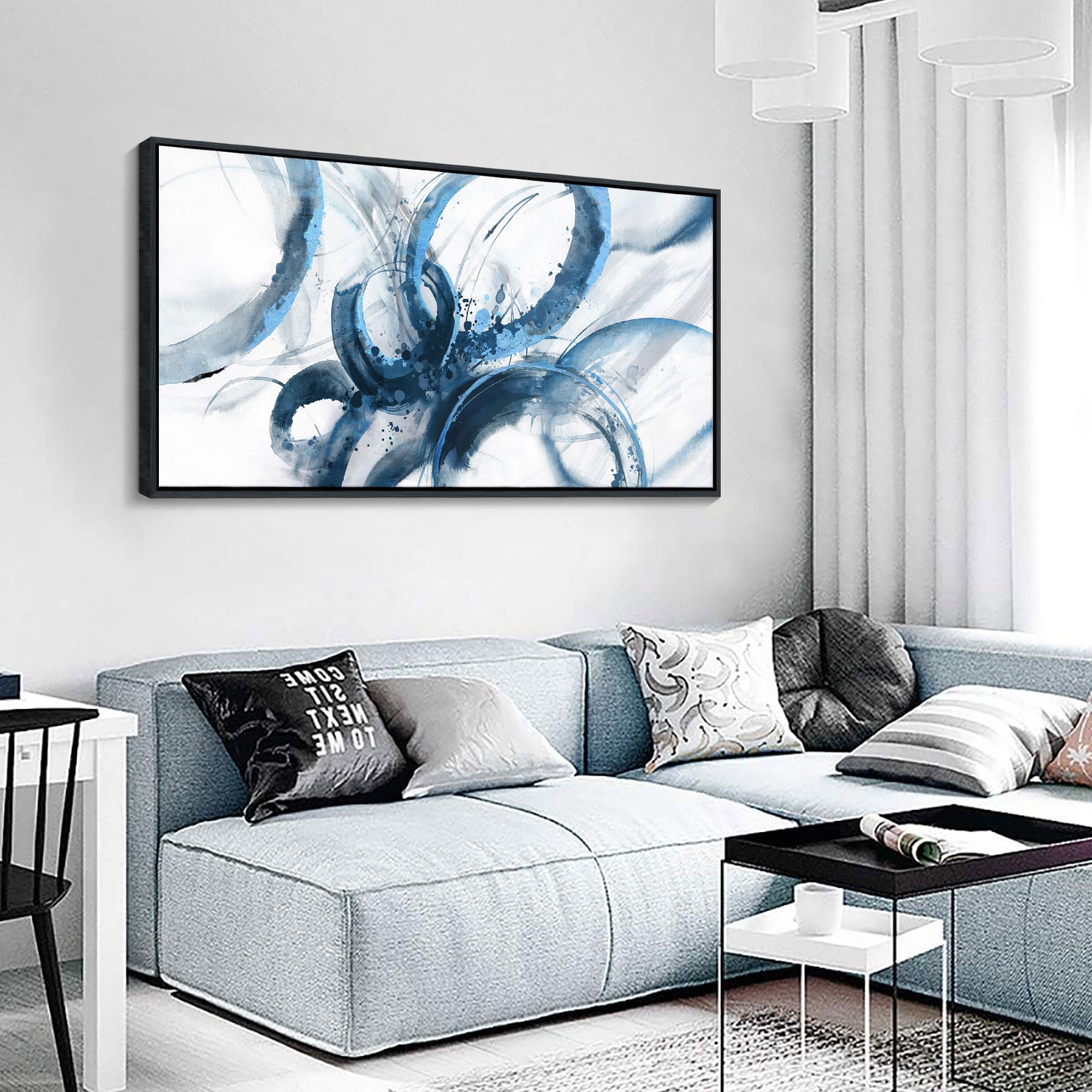 Ajaziko Blue Wall Art Large Pictures For Living Room Abstract Wall Decor Wall Decoration Print Pictures Canvas Framed Artwork Pa