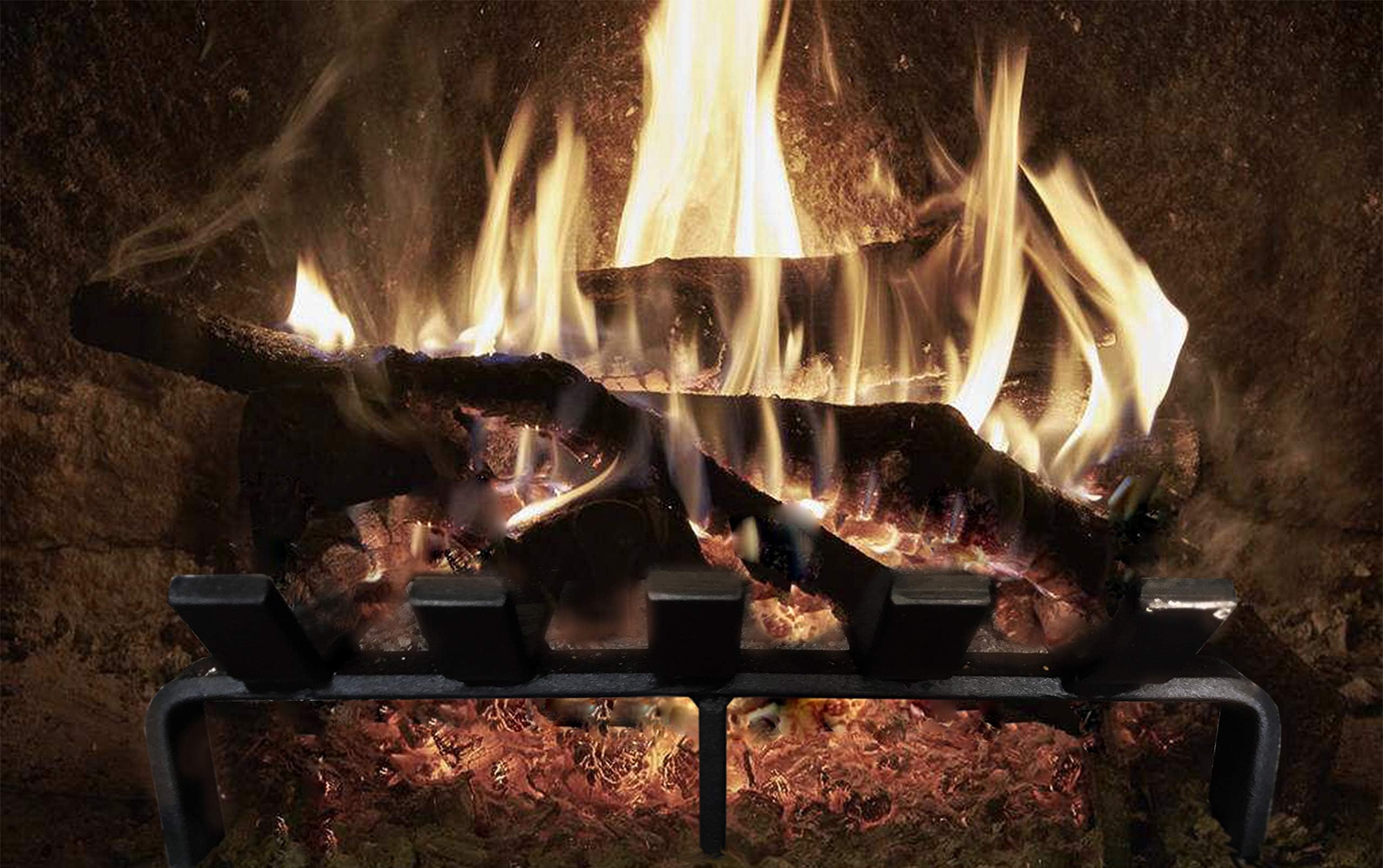 Hi-Flame Log Grate Heavy Duty Solid Steel Burning Fireplace Wood Stove Firewood Holder  13 INCH  13 x 10 x 4 Inch Matt Black