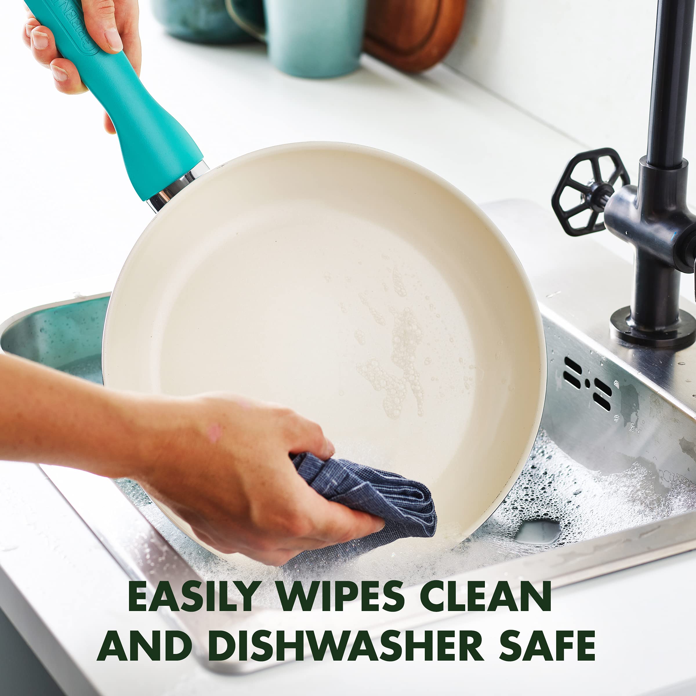 Greenpan Rio Healthy Ceramic Nonstick 8'' And 10'' Frying Pan Skillet Set, Pfas-Free, Dishwasher Safe, Turquoise