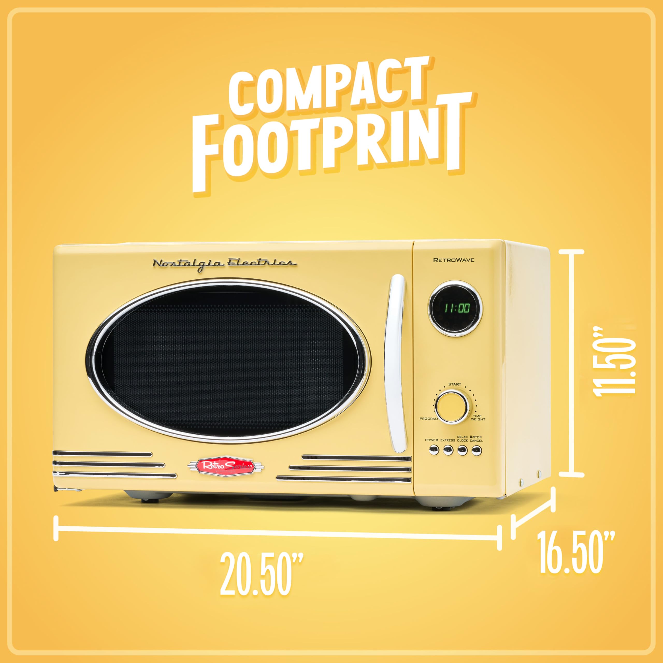 Nostalgia Retro Microwave - Countertop Microwave Oven - Includes 12 Pre-Programmed Settings And Digital Clock - 0.9 Cu Ft. - 800